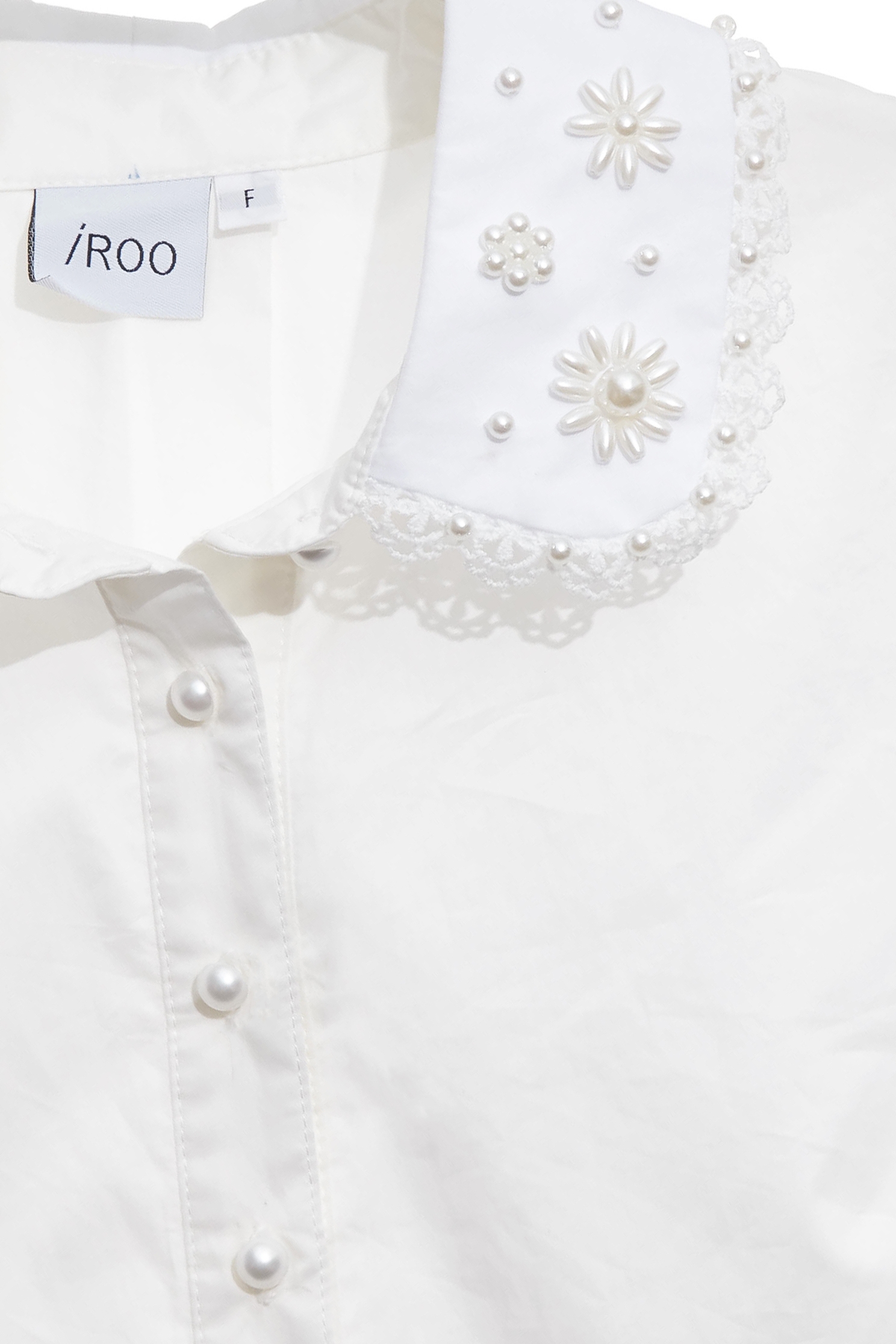 Pearl Detail Collar Baby Doll TopPearl Detail Collar Baby Doll Top,Office Looks,Tops,pearl,Season (AW) Look,Valentine,blossoms
