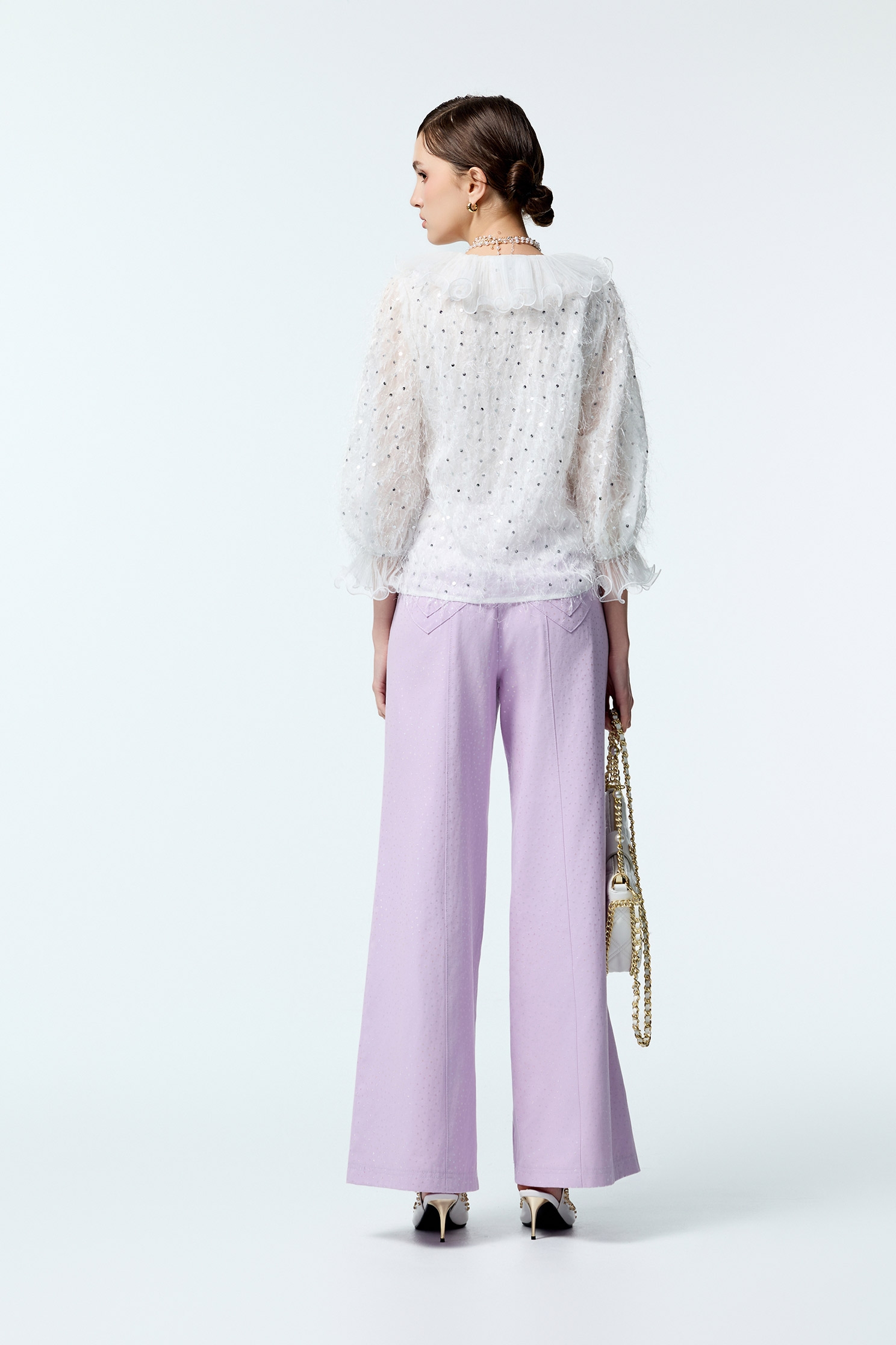 Sequin Fringe Top With Ruffle DetailSequin Fringe Top With Ruffle Detail,V-Neck T shirts,Office Looks,Tops,Season (AW) Look,Valentine,Lace