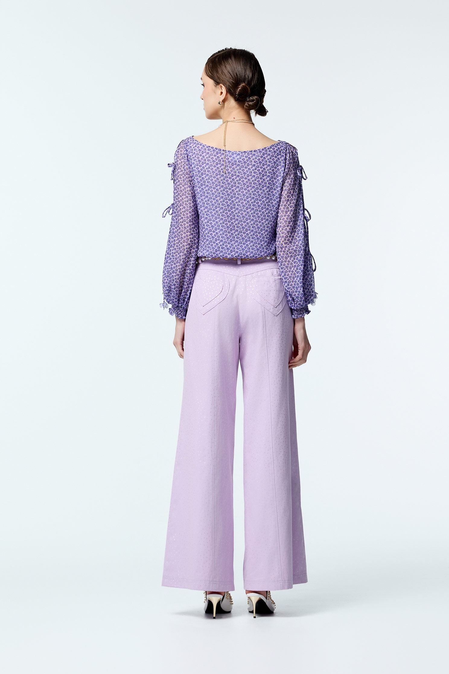Floral Print Purple TopFloral Print Purple Top,Tops,co-ord sets,Season (AW) Look,Valentine,blossoms,bows,Chiffon,Chiffon tops