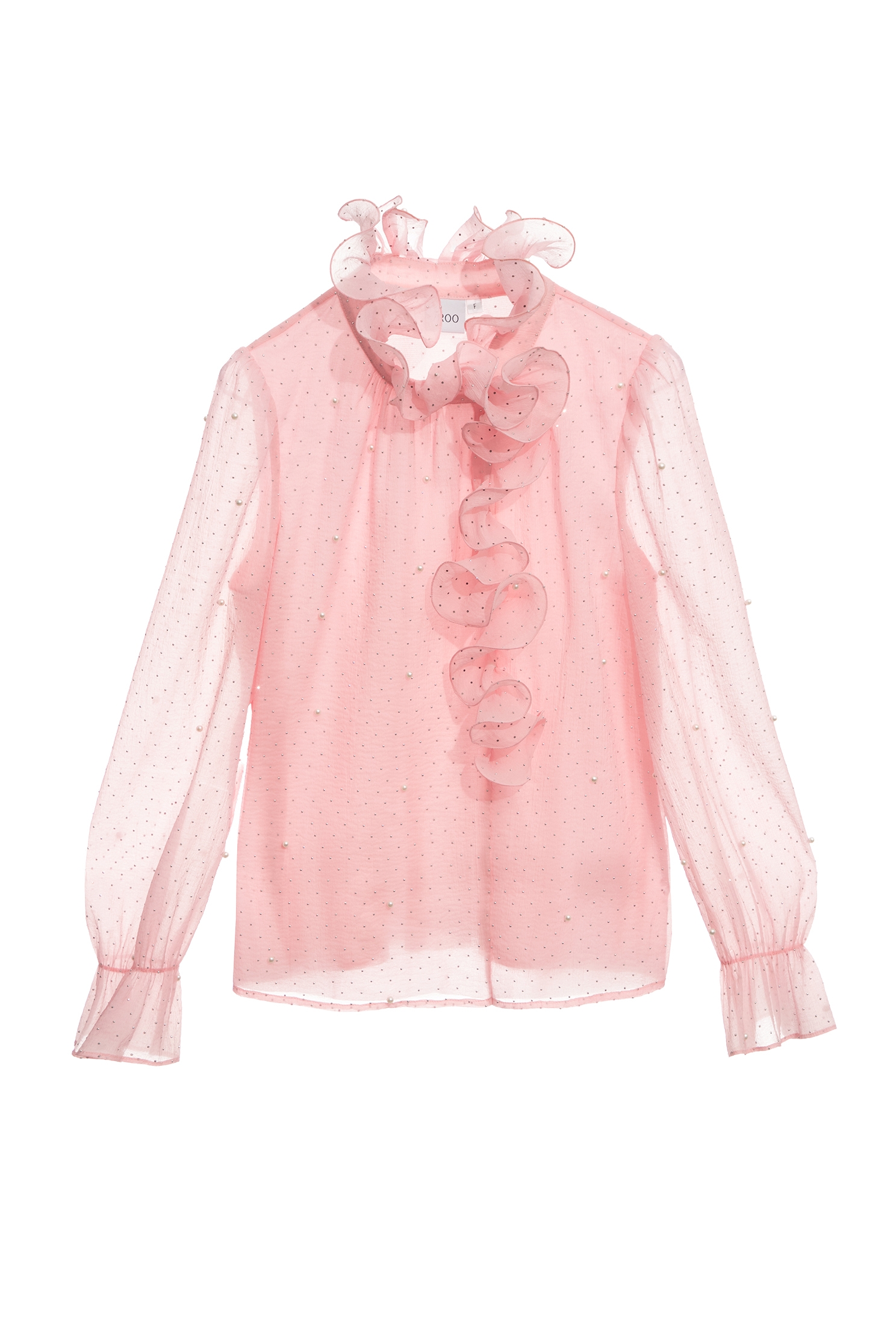 Pink Ruffle Top With Pearl DetailPink Ruffle Top With Pearl Detail,Tops,pearl,Season (AW) Look