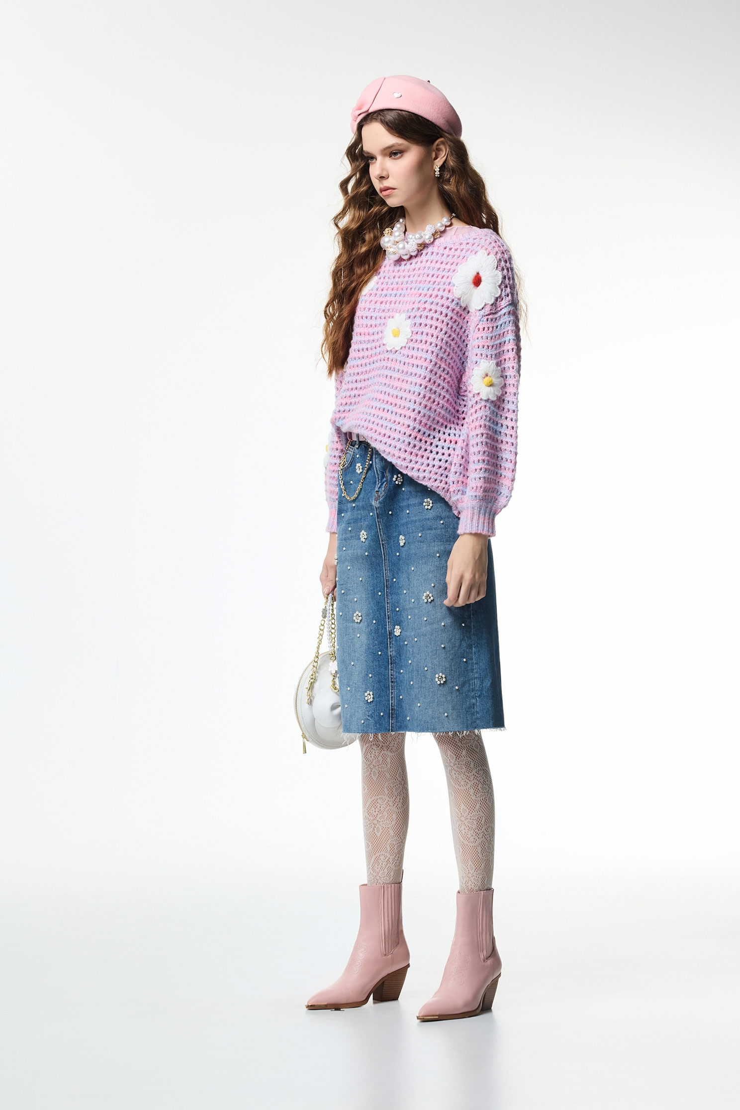 Handcraft Floral Detail Purple Knit TopHandcraft Floral Detail Purple Knit Top,Tops,bestselling,Season (AW) Look,Valentine,blossoms,Knitted,Knitted tops,Knitted tops