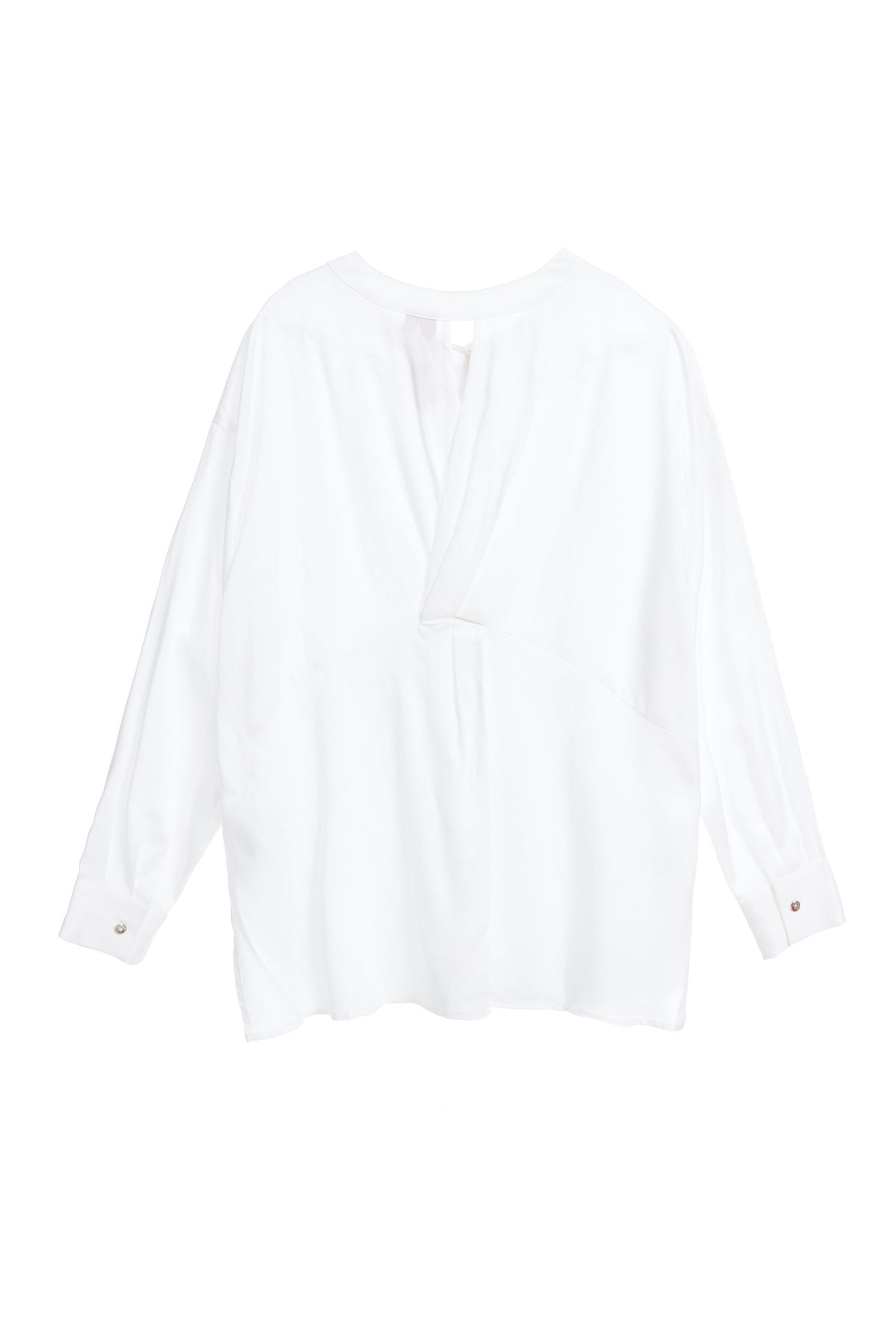 Basic Button Front BlouseFlowing round-necked shirt,Round neck tops,Rayon,White tops,Season (AW) Look,Blouses,Long tops,Long shirts,Long sleeve tops