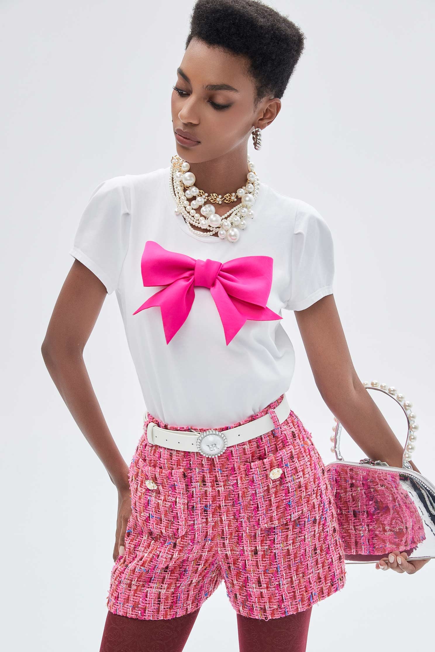 Pink Bow Short Sleeve TeePink Bow Short Sleeve Tee,T-shirts,Tops,Season (SS) Look,bows