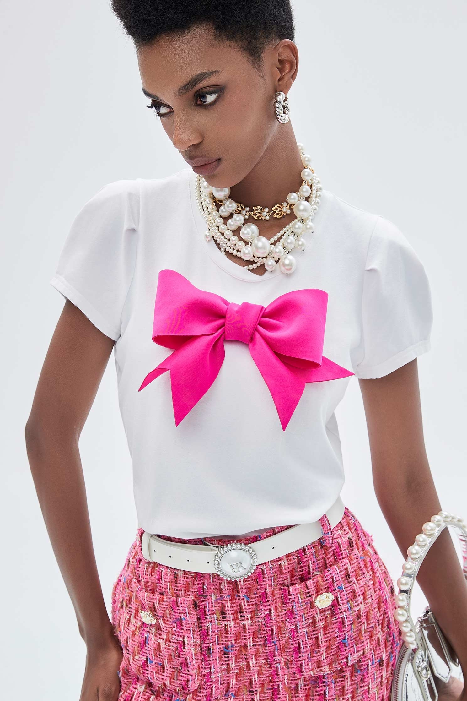 Pink Bow Short Sleeve TeePink Bow Short Sleeve Tee,T-shirts,Tops,Season (SS) Look,bows