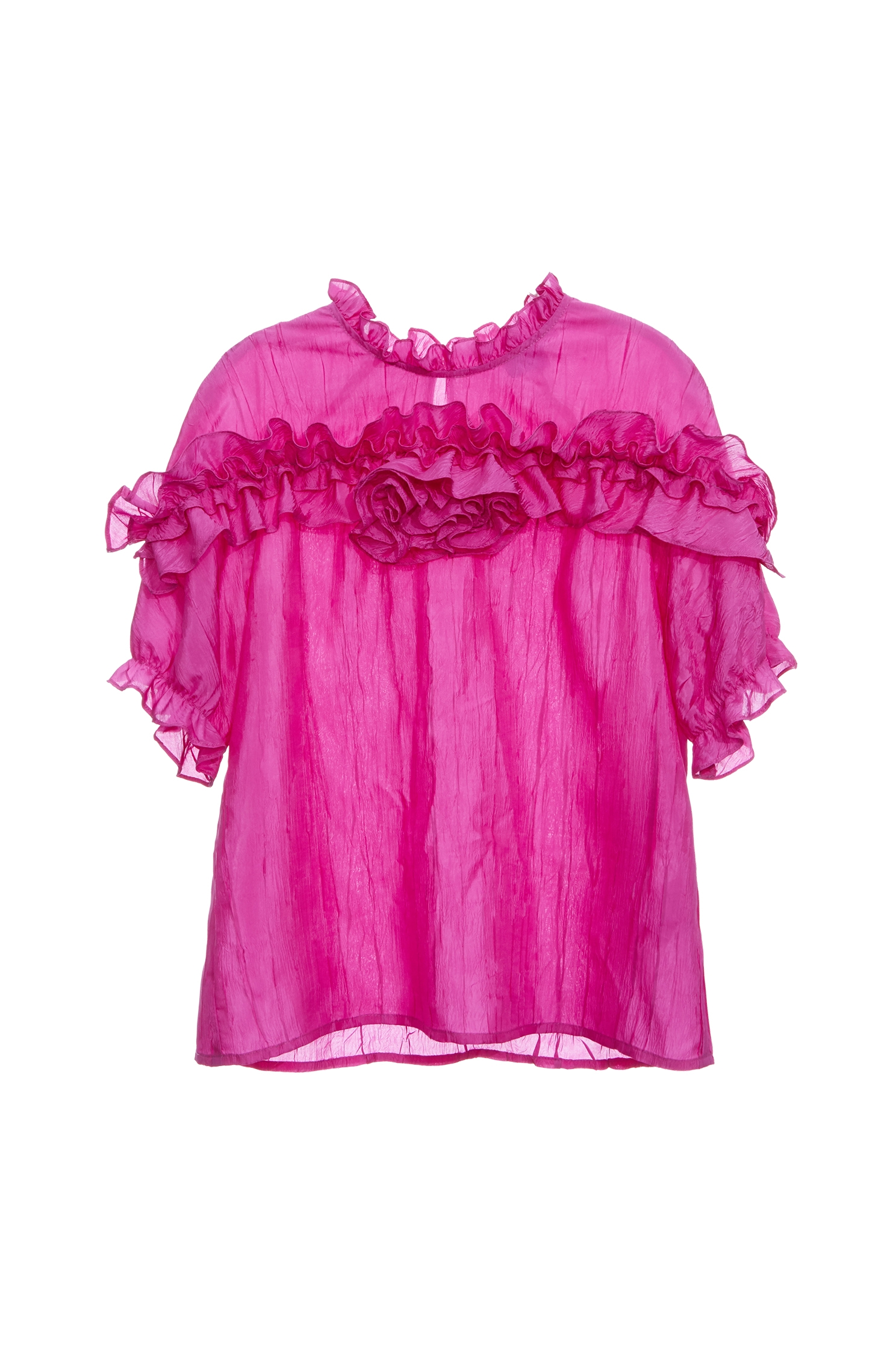 Pink Ruffle Detail Short Sleeve TopPink Ruffle Detail Short Sleeve Top,Tops,Season (SS) Look