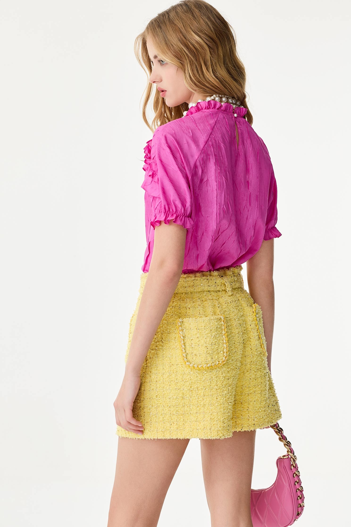 Pink Ruffle Detail Short Sleeve TopPink Ruffle Detail Short Sleeve Top,Tops,Season (SS) Look