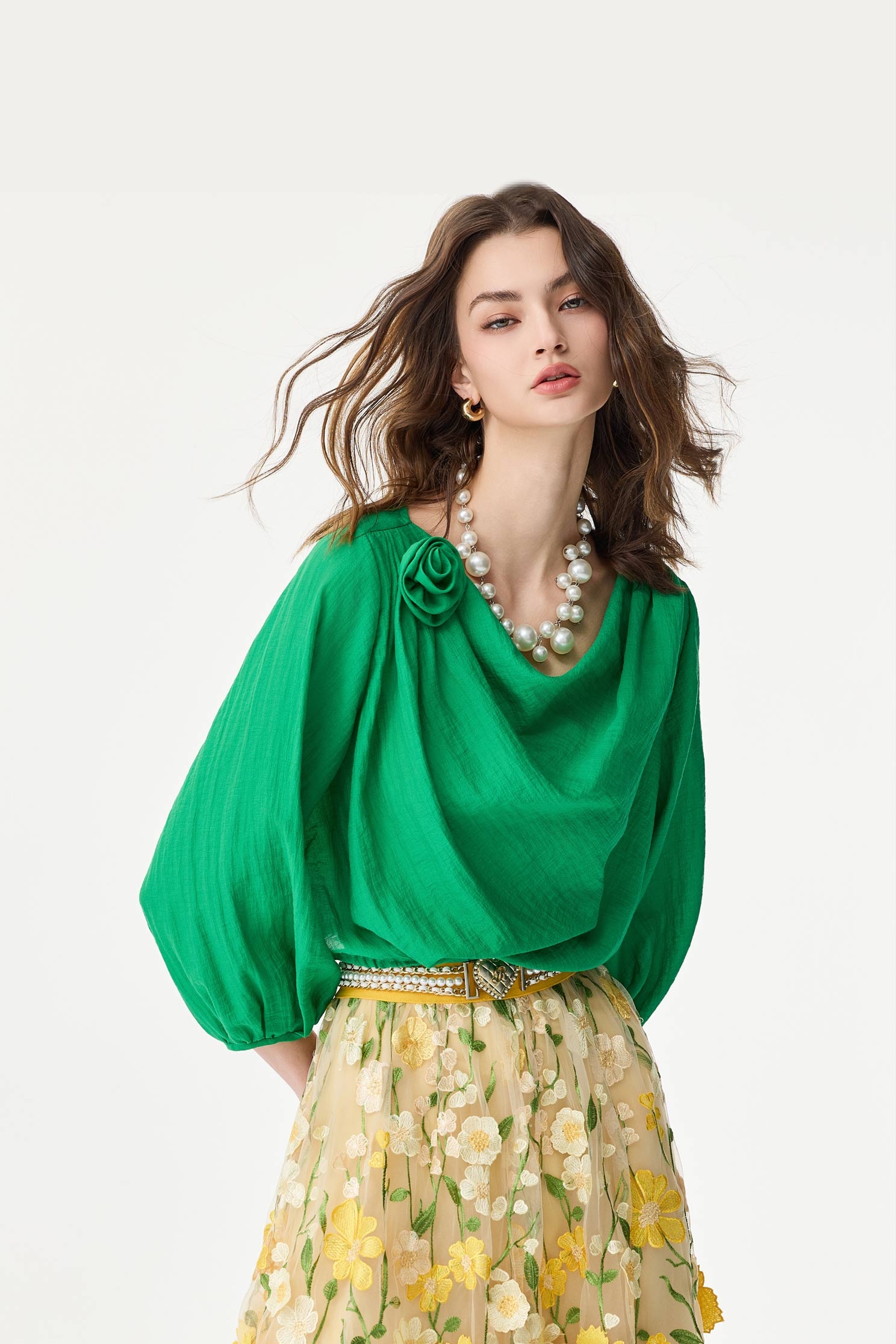 Jade Green Floral Detail TopJade Green Floral Detail Top,Tops,Season (SS) Look