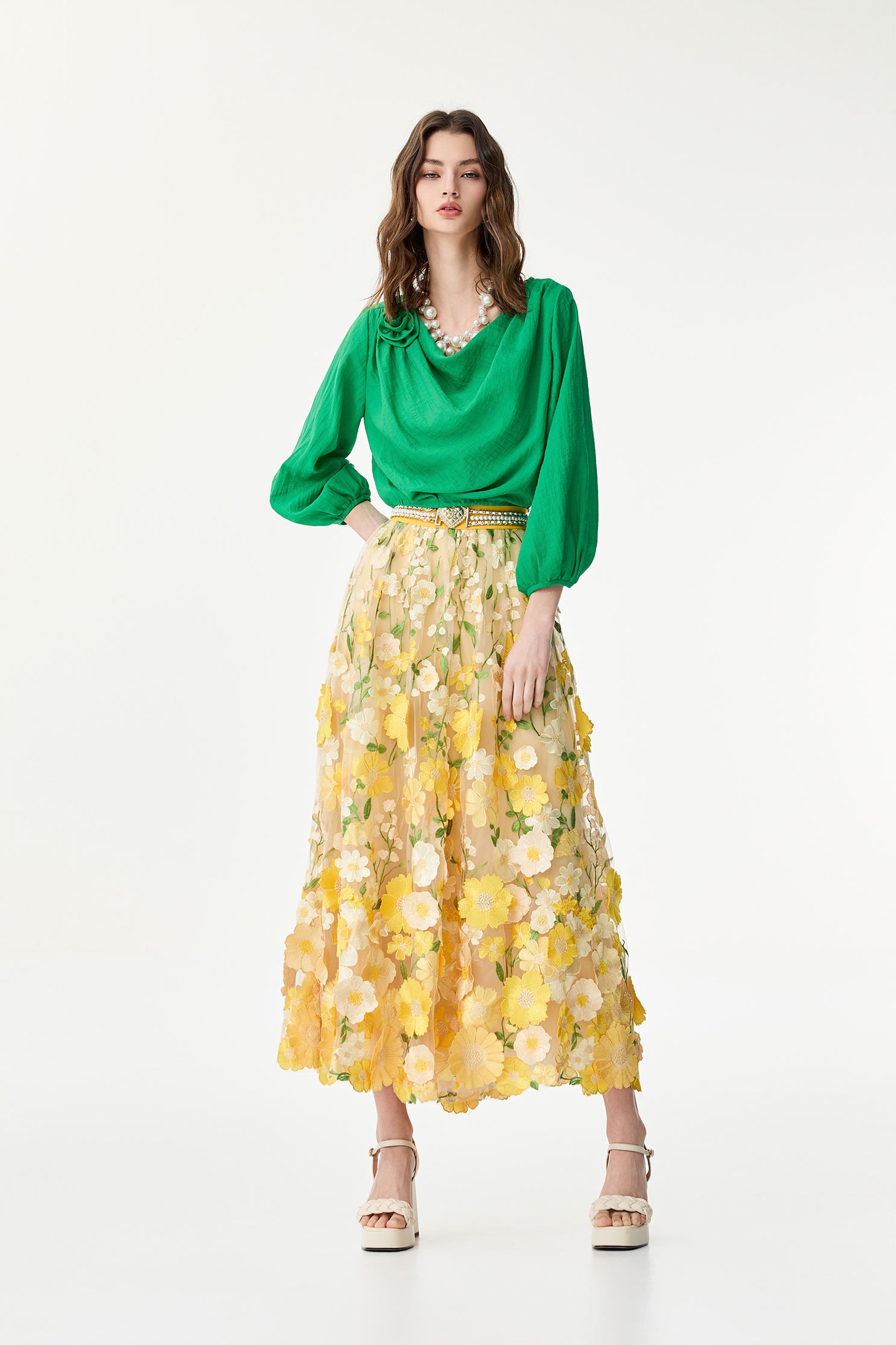 Jade Green Floral Detail TopJade Green Floral Detail Top,Tops,Season (SS) Look