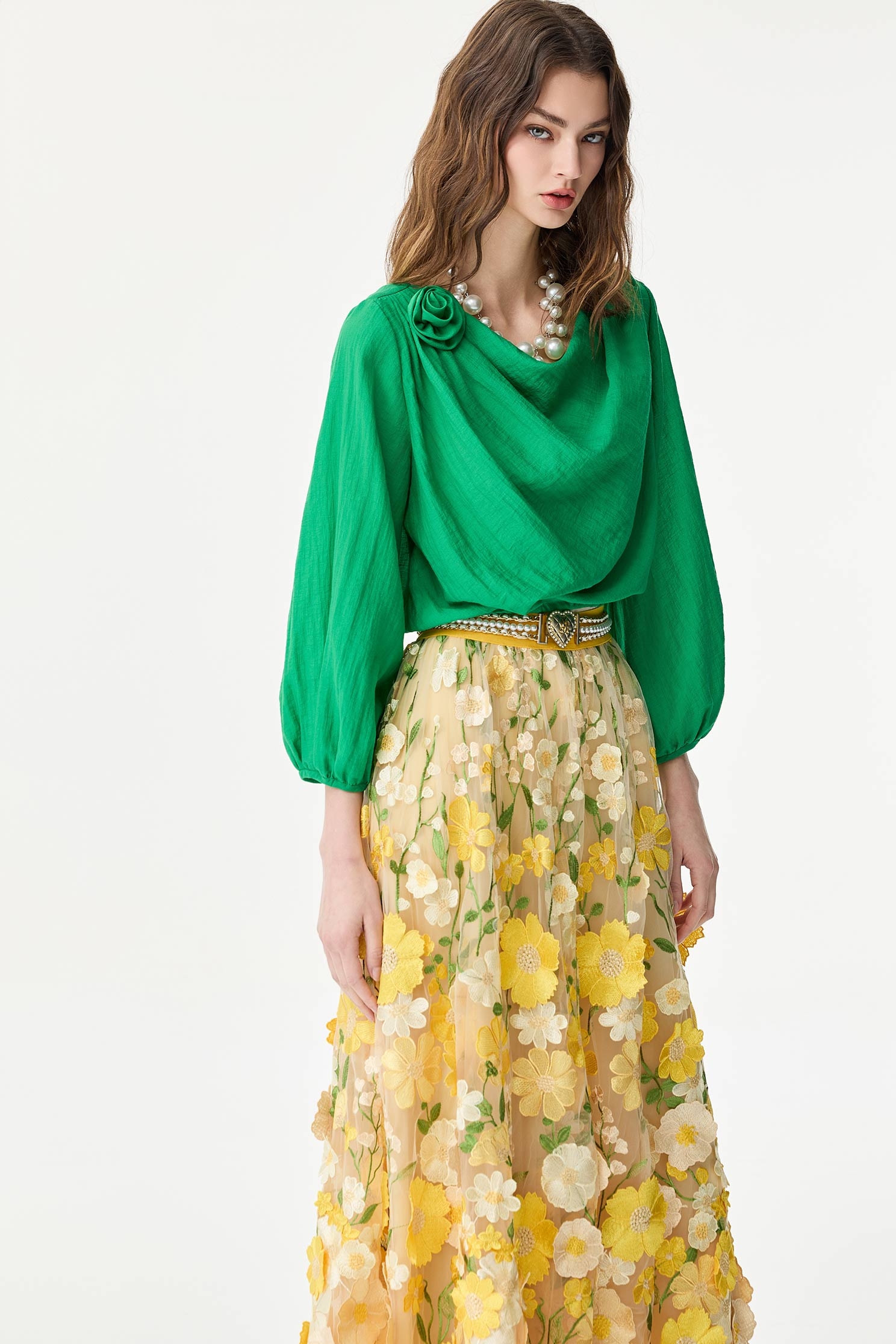 Jade Green Floral Detail TopJade Green Floral Detail Top,Tops,Season (SS) Look