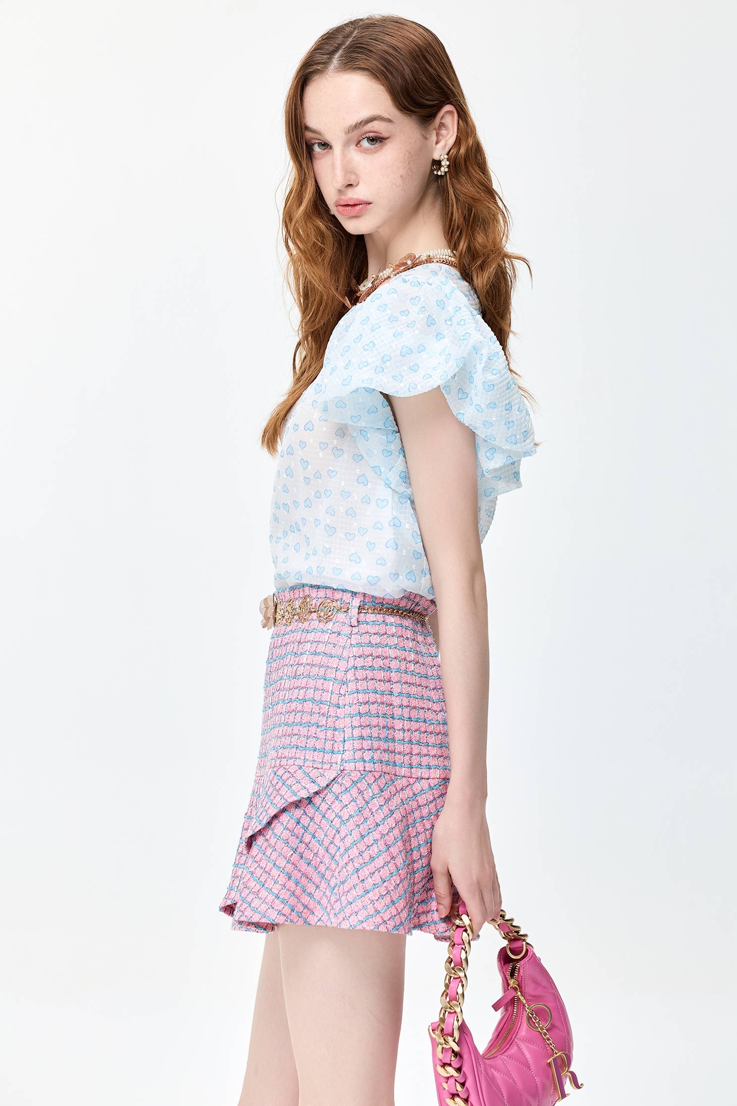 Heart Printed Puff Sleeve TopHeart Printed Puff Sleeve Top,Tops,Season (SS) Look,Chiffon