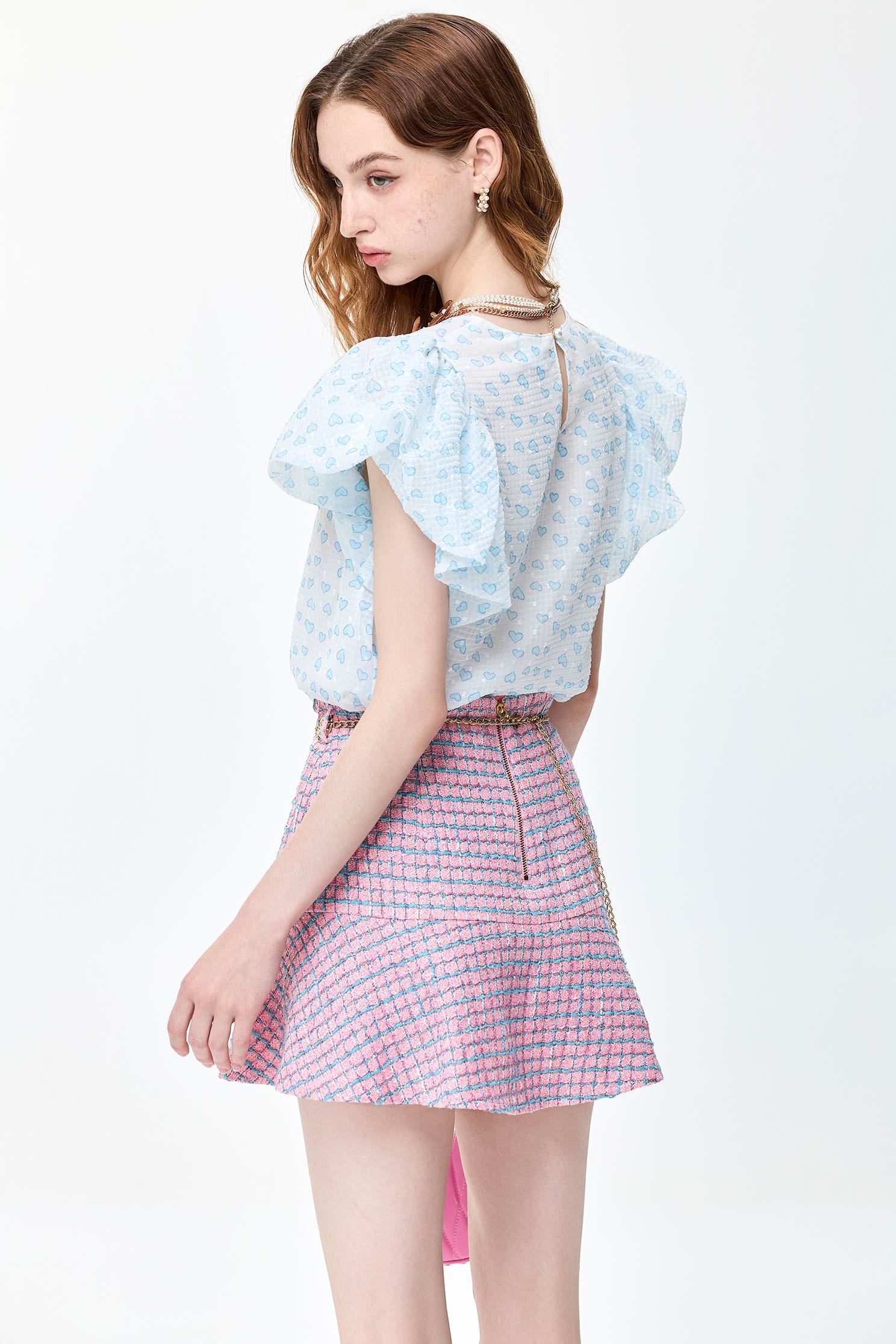 Heart Printed Puff Sleeve TopHeart Printed Puff Sleeve Top,Tops,Season (SS) Look,Chiffon