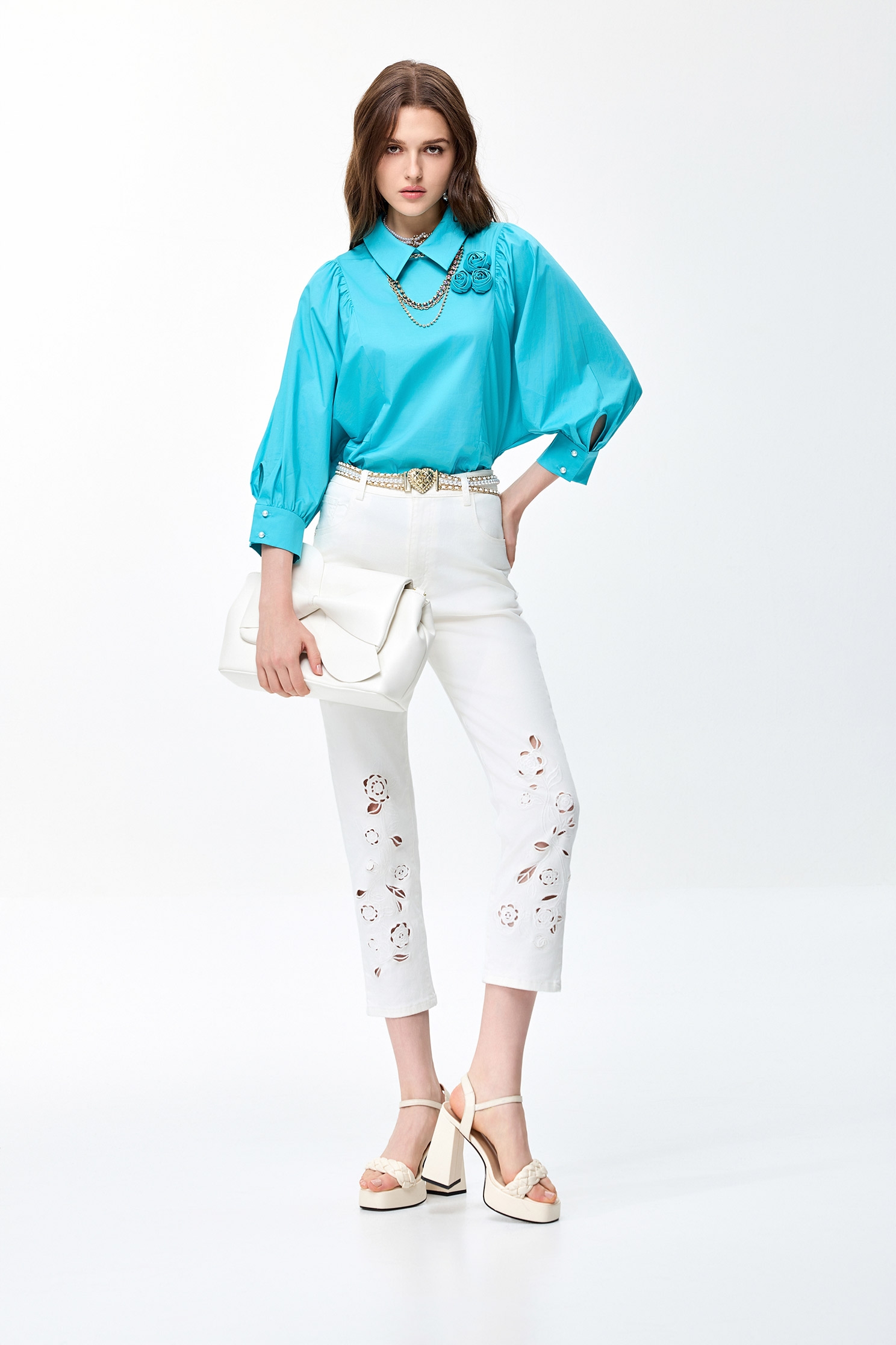 Floral Detail Loose Fit TopFloral Detail Loose Fit Top,Tops,Season (SS) Look