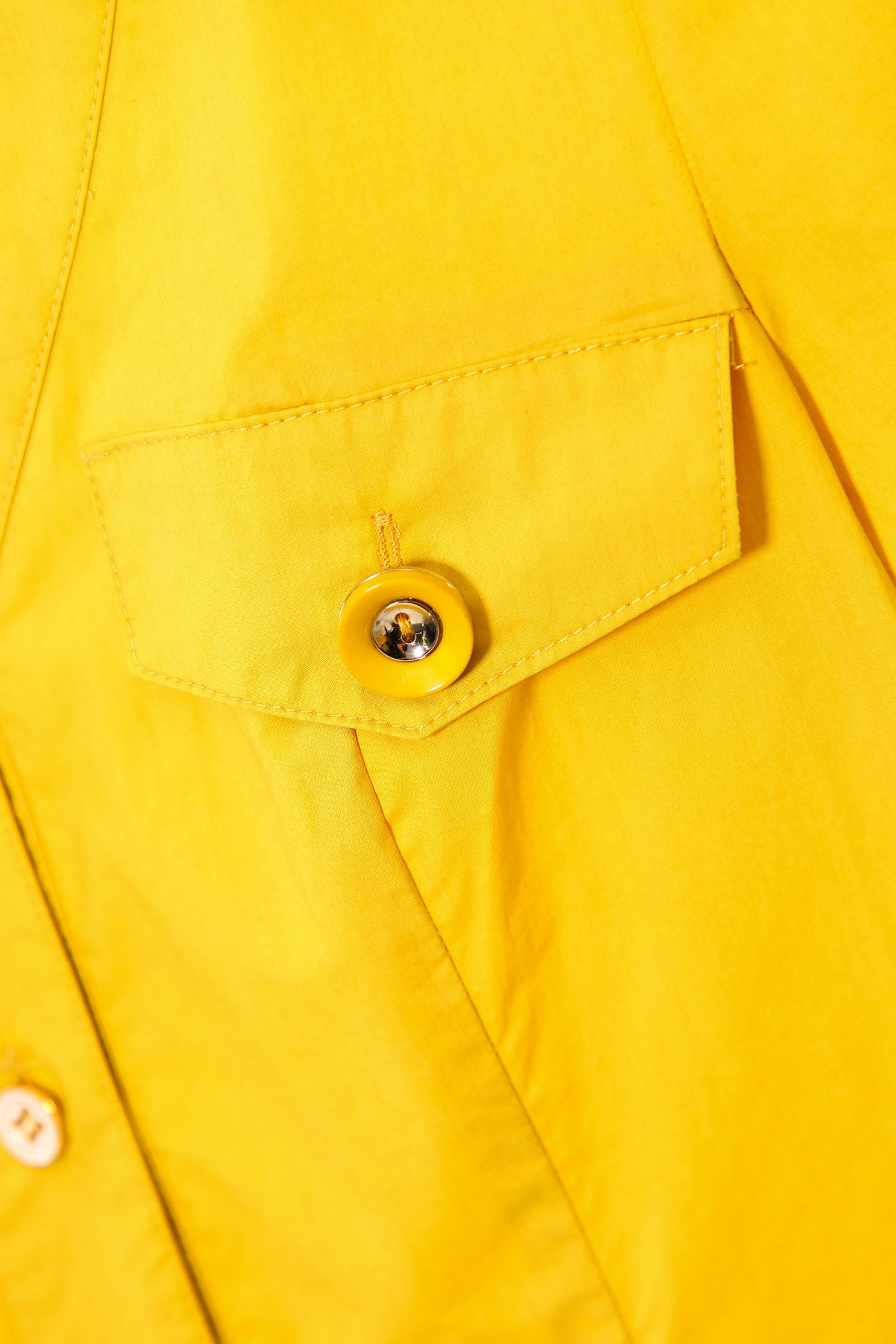 Button Front Mustard BlouseShirt with decorate pocket,Tops,Season (AW) Look,Blouses