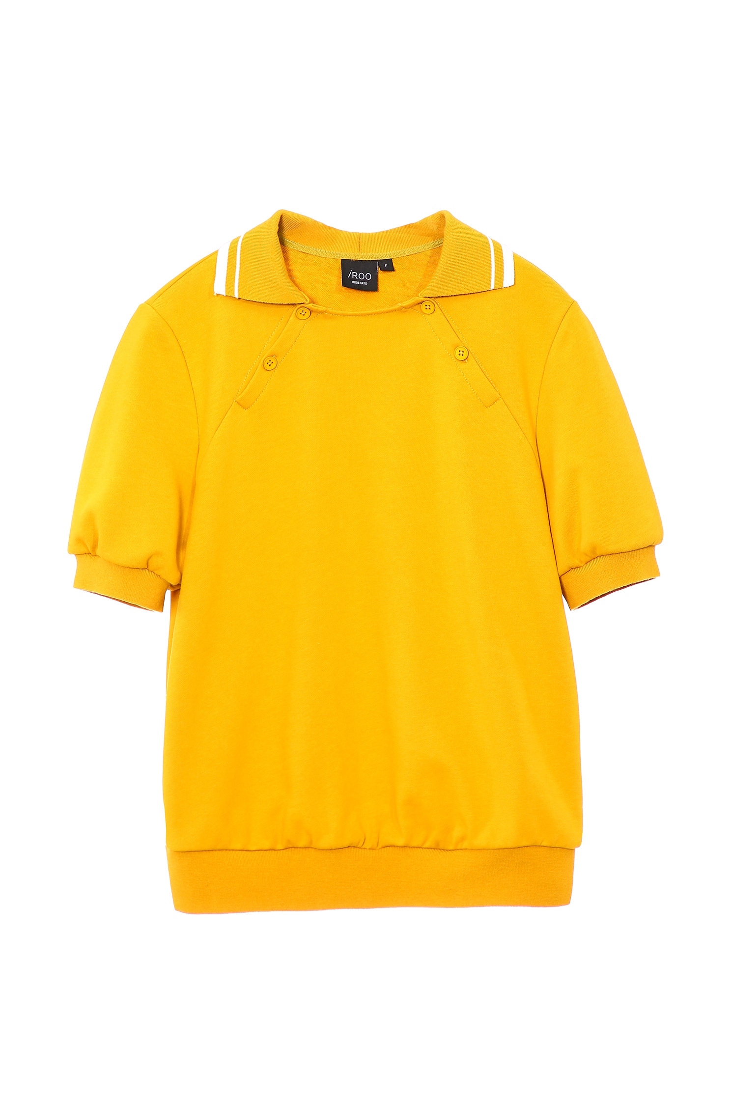 Mustard Collar Short Sleeve TeeLapel short-sleeved sweatshirt,Tops,Season (AW) Look,Sweaters