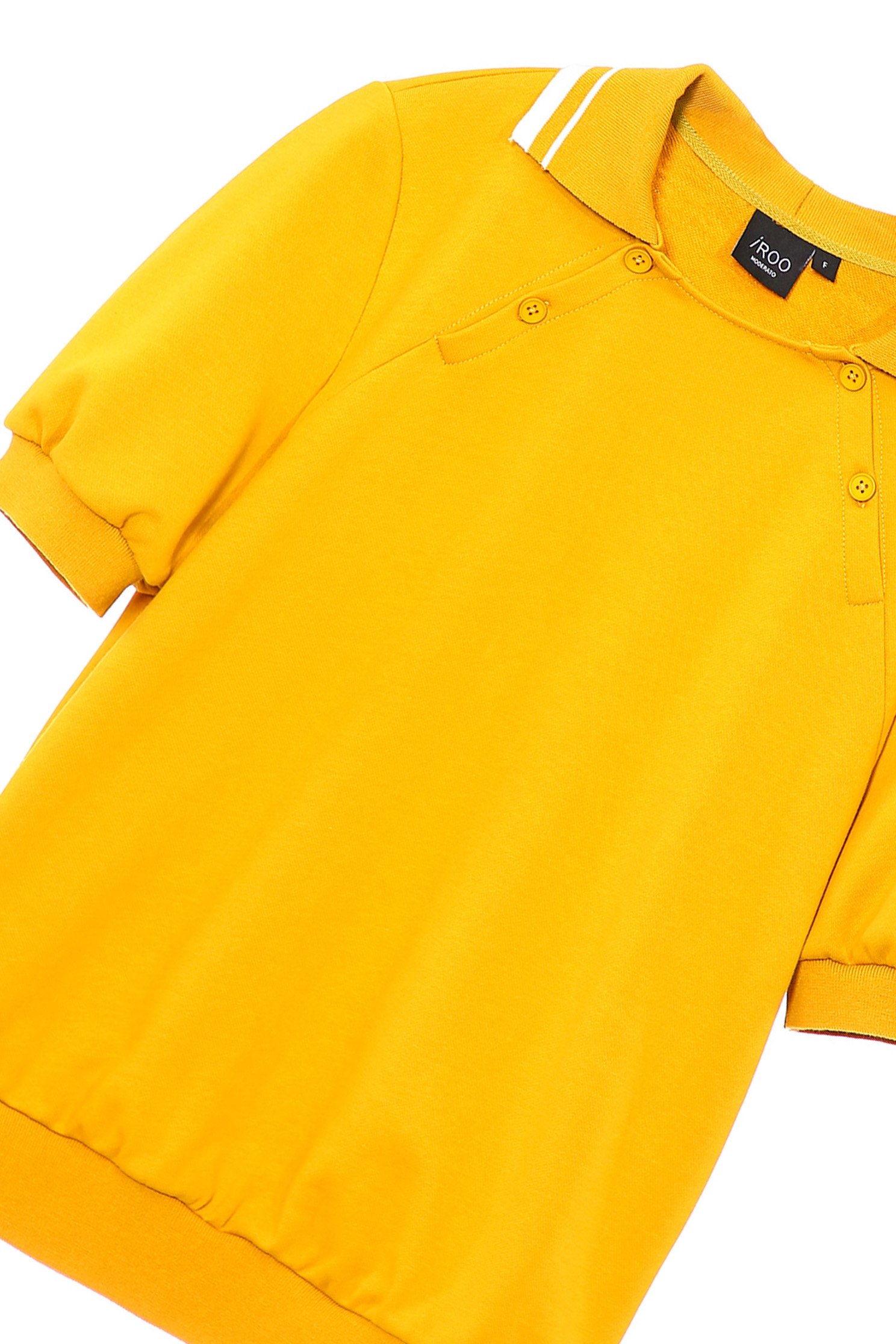 Mustard Collar Short Sleeve TeeLapel short-sleeved sweatshirt,Tops,Season (AW) Look,Sweaters