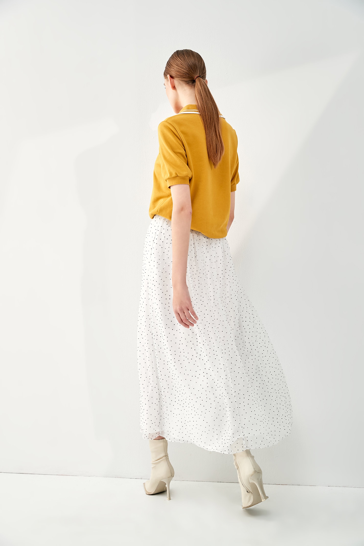 Mustard Collar Short Sleeve TeeLapel short-sleeved sweatshirt,Tops,Season (AW) Look,Sweaters