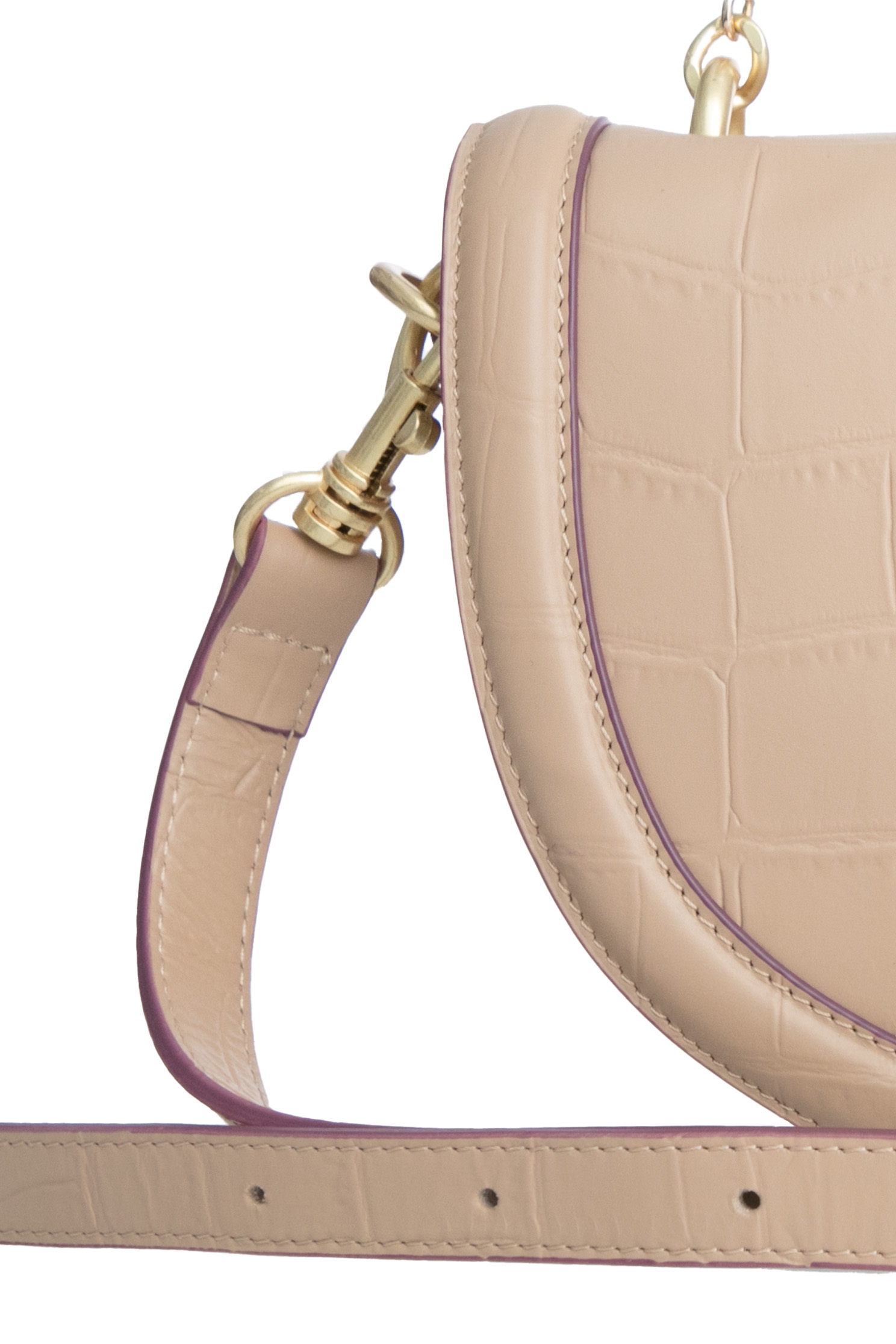 Half Moon Khaki Sling Bag With Pearl DetailHeart leather hobo bag,Crossbody bags,pearl,Leather,Season (AW) Look