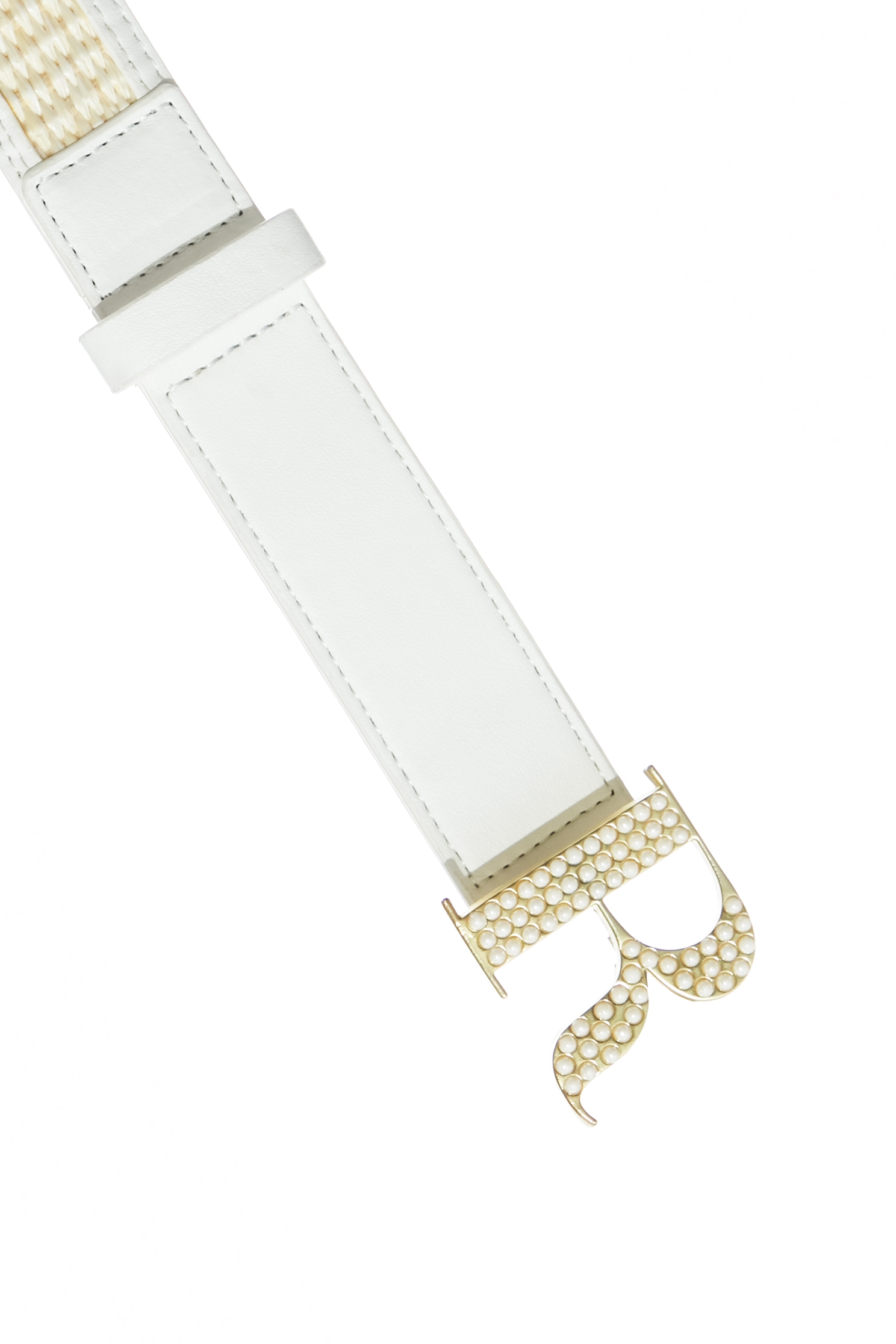 R Logo Woven Rattan BeltR Logo Woven Rattan Belt,Season (SS) Look,pearl,Belts,Belts