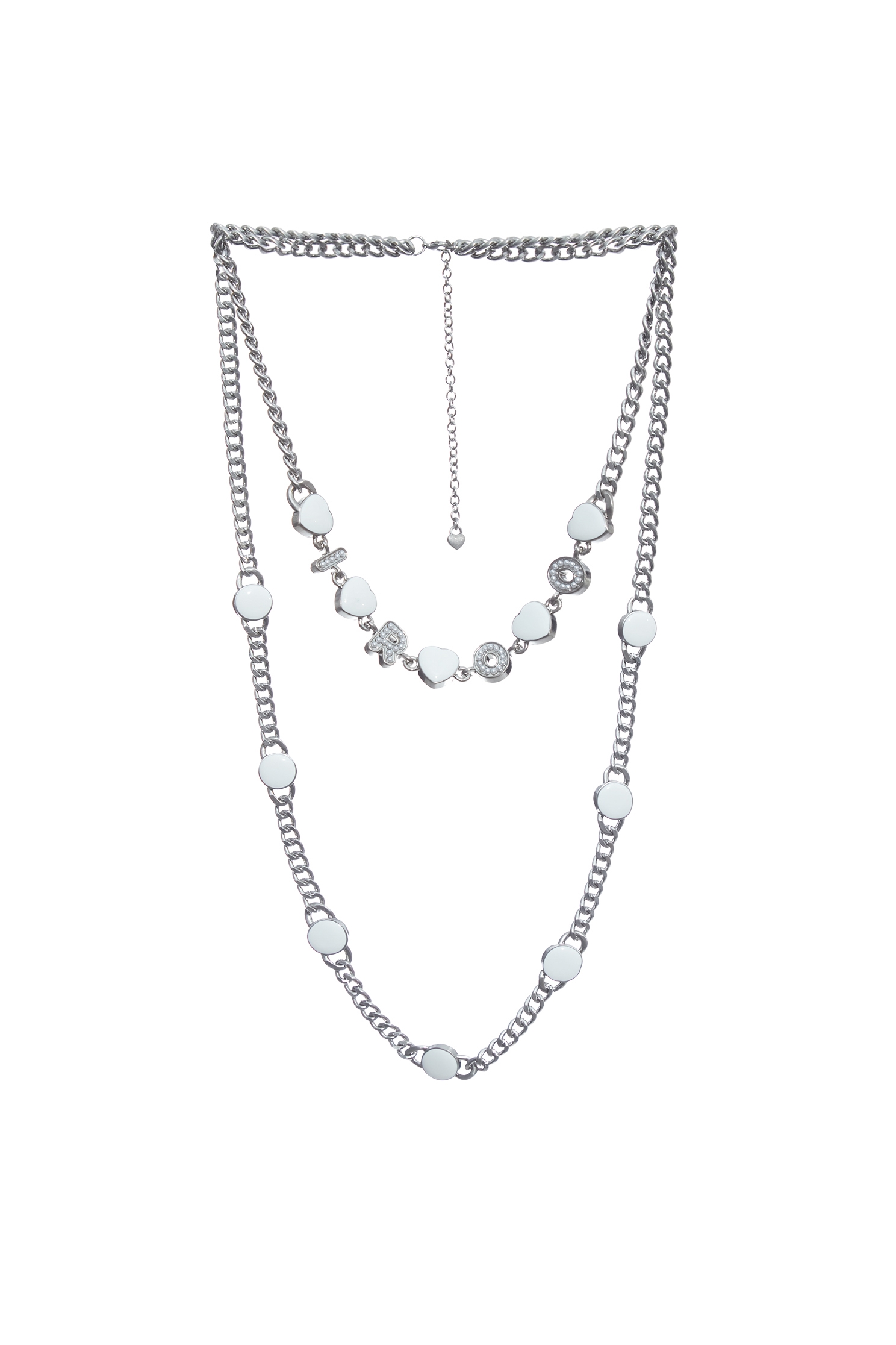 Double Layer Chain NecklaceDouble Layer Chain Necklace,Season (SS) Look,pearl,Necklaces