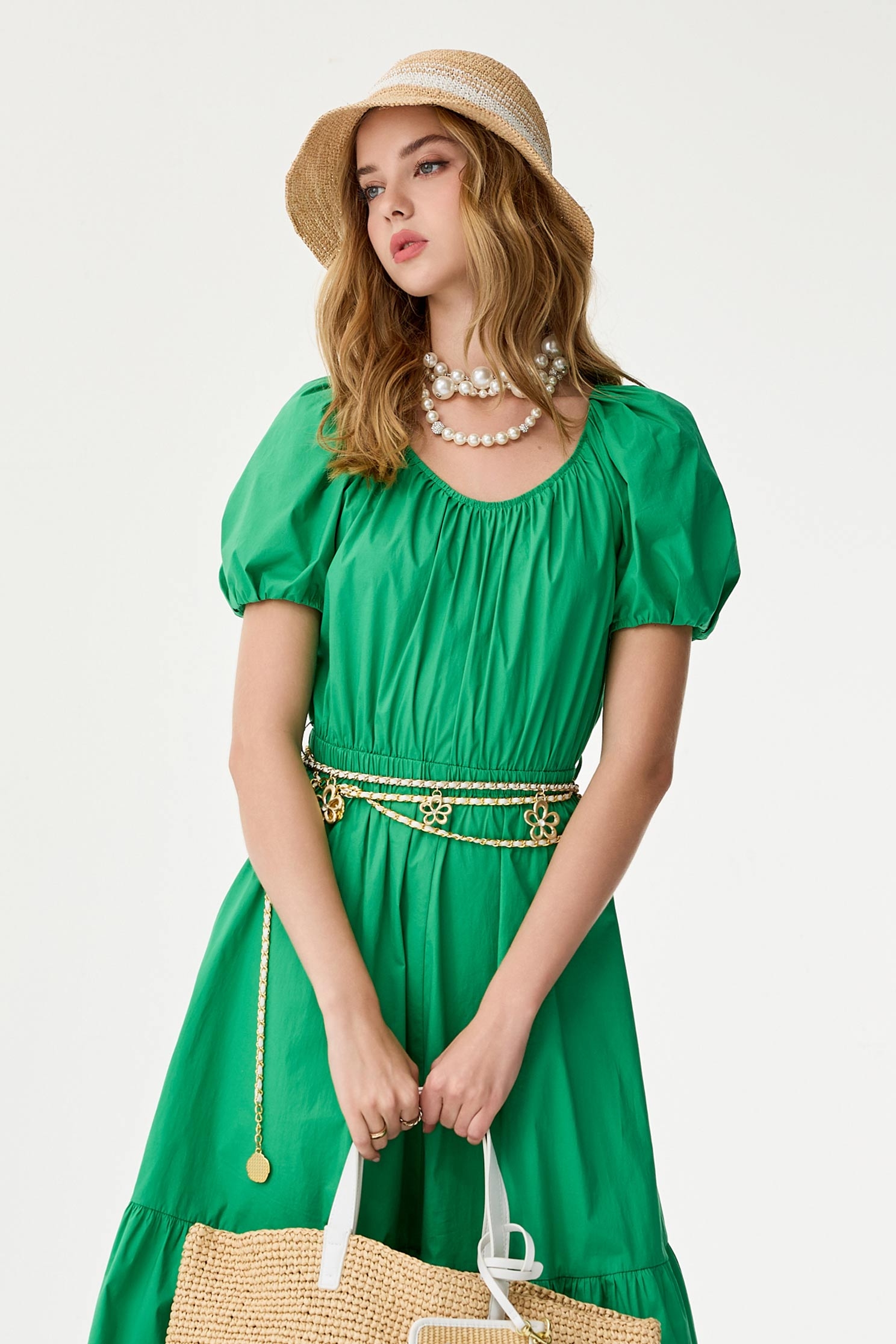 Leather Braided Floral Chain BeltLeather Braided Floral Chain Belt,Season (SS) Look