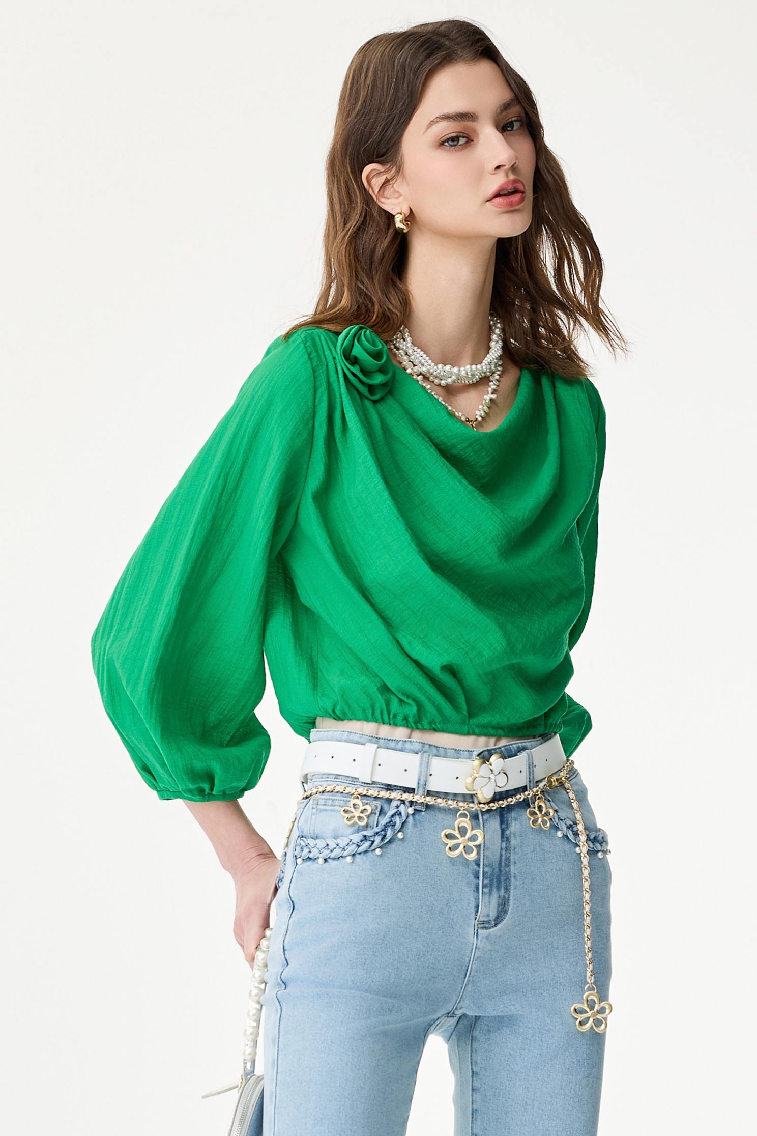 Leather Braided Floral Chain BeltLeather Braided Floral Chain Belt,Season (SS) Look