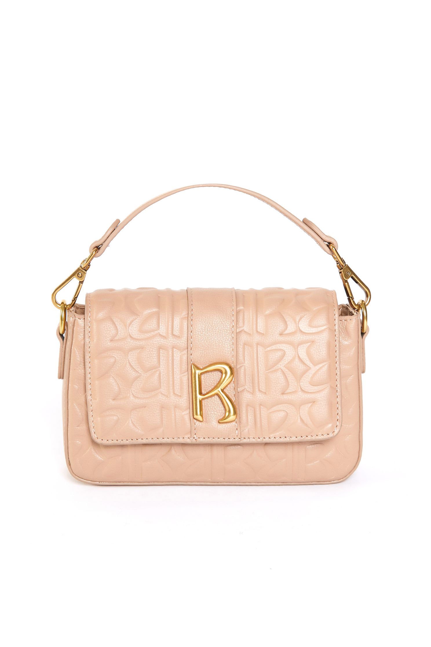 R Logo Small Leather BagR-shaped embossed small square bag,Crossbody bags,Leather