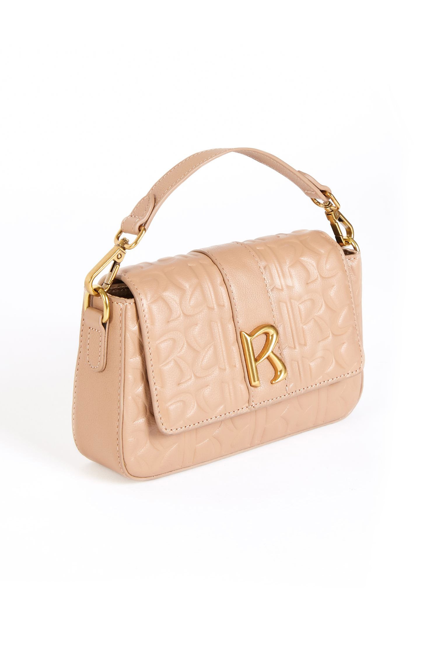 R Logo Small Leather BagR-shaped embossed small square bag,Crossbody bags,Leather