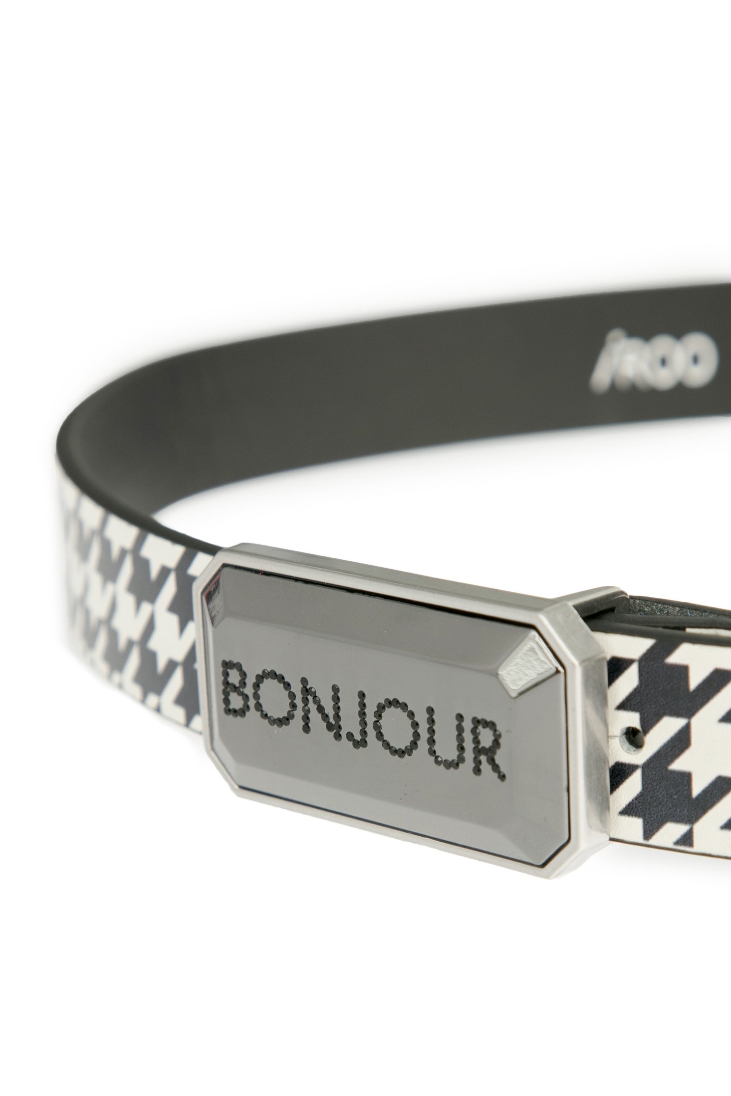 French Slogan Buckle Leather BeltFrench Slogan Buckle Leather Belt,Plaid,Belts,Season (AW) Look,Belts