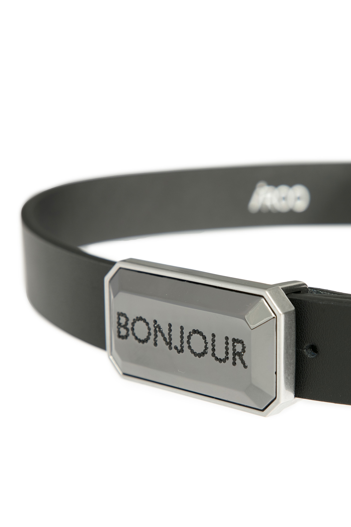 French Slogan Buckle Leather BeltFrench Slogan Buckle Leather Belt,Plaid,Belts,Season (AW) Look,Belts