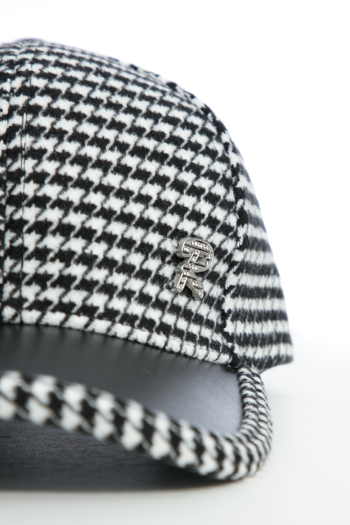 Houndstooth Print Baseball CapHoundstooth Print Baseball Cap,Hats,Plaid,Season (AW) Look