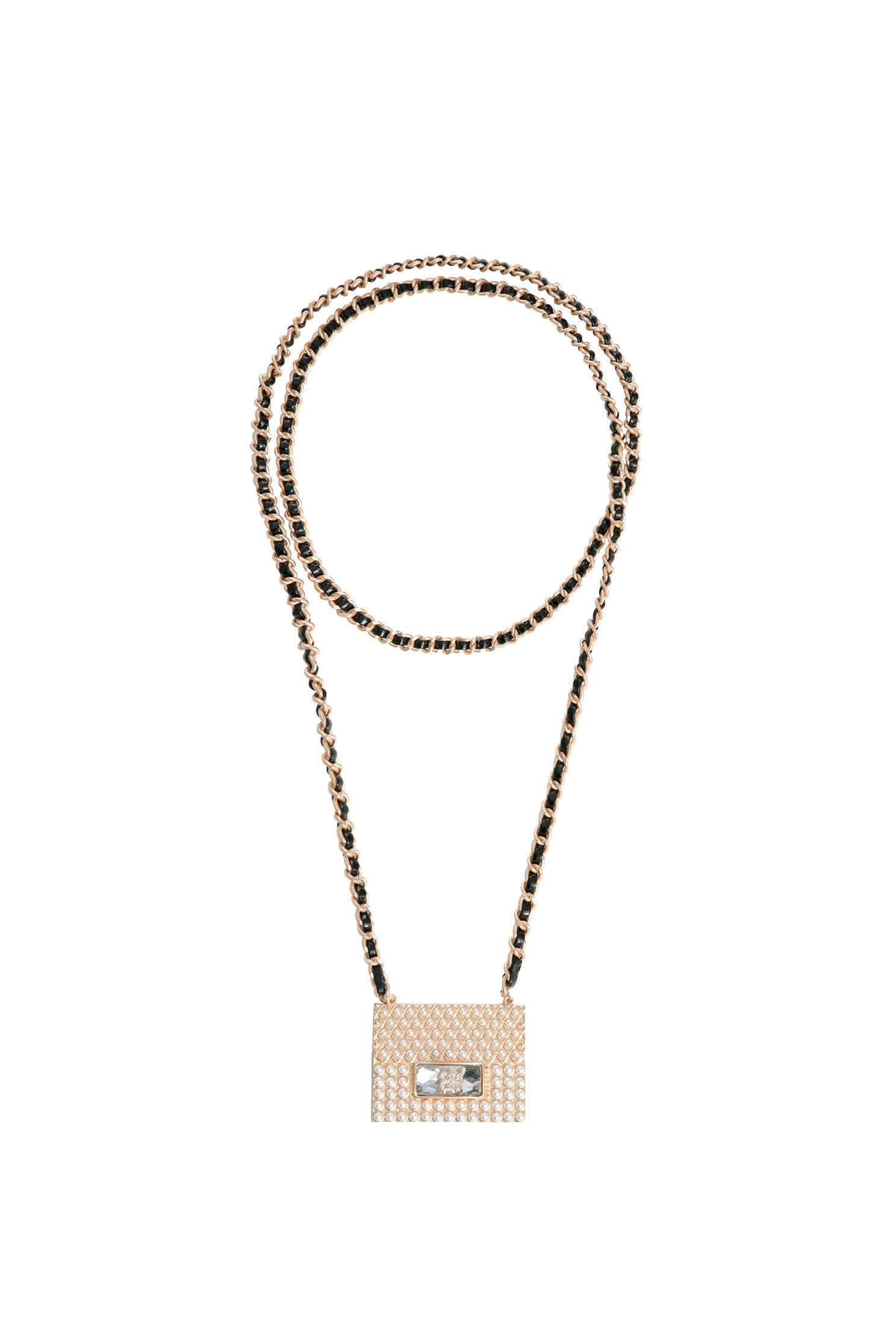 Pearl Applique Box Pedant Long NecklacePearl Applique Box Pedant Long Necklace,pearl,Season (AW) Look,Necklaces