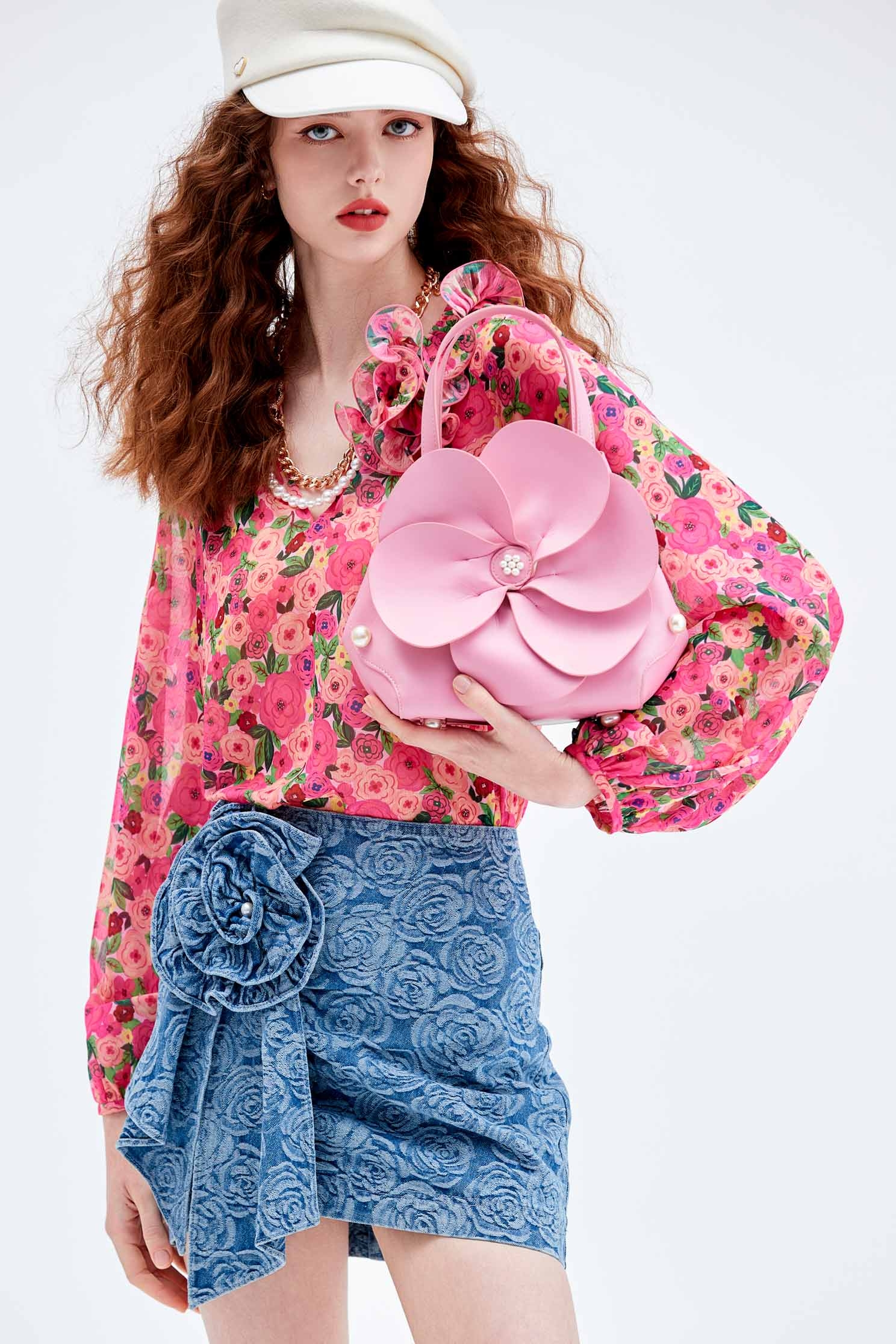 Pink Floral Sling BagPink Floral Sling Bag,pearl,Season (AW) Look,Shoulder bags