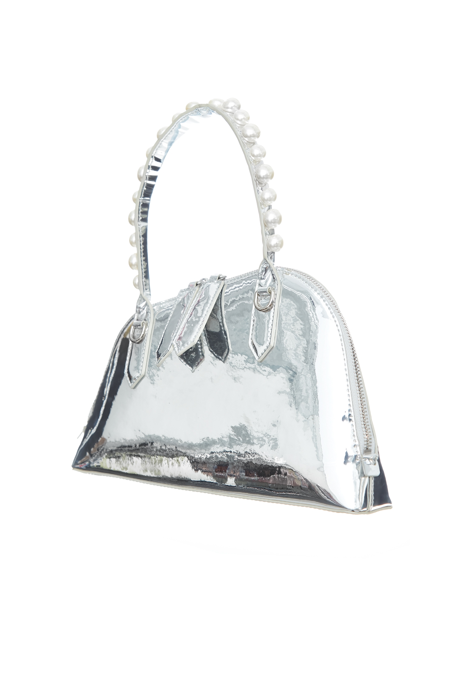 Sleak Pearl Applique HandbagMirror Finish Handbag,cocktaildresses,pearl,Evening dresses,Season (AW) Look