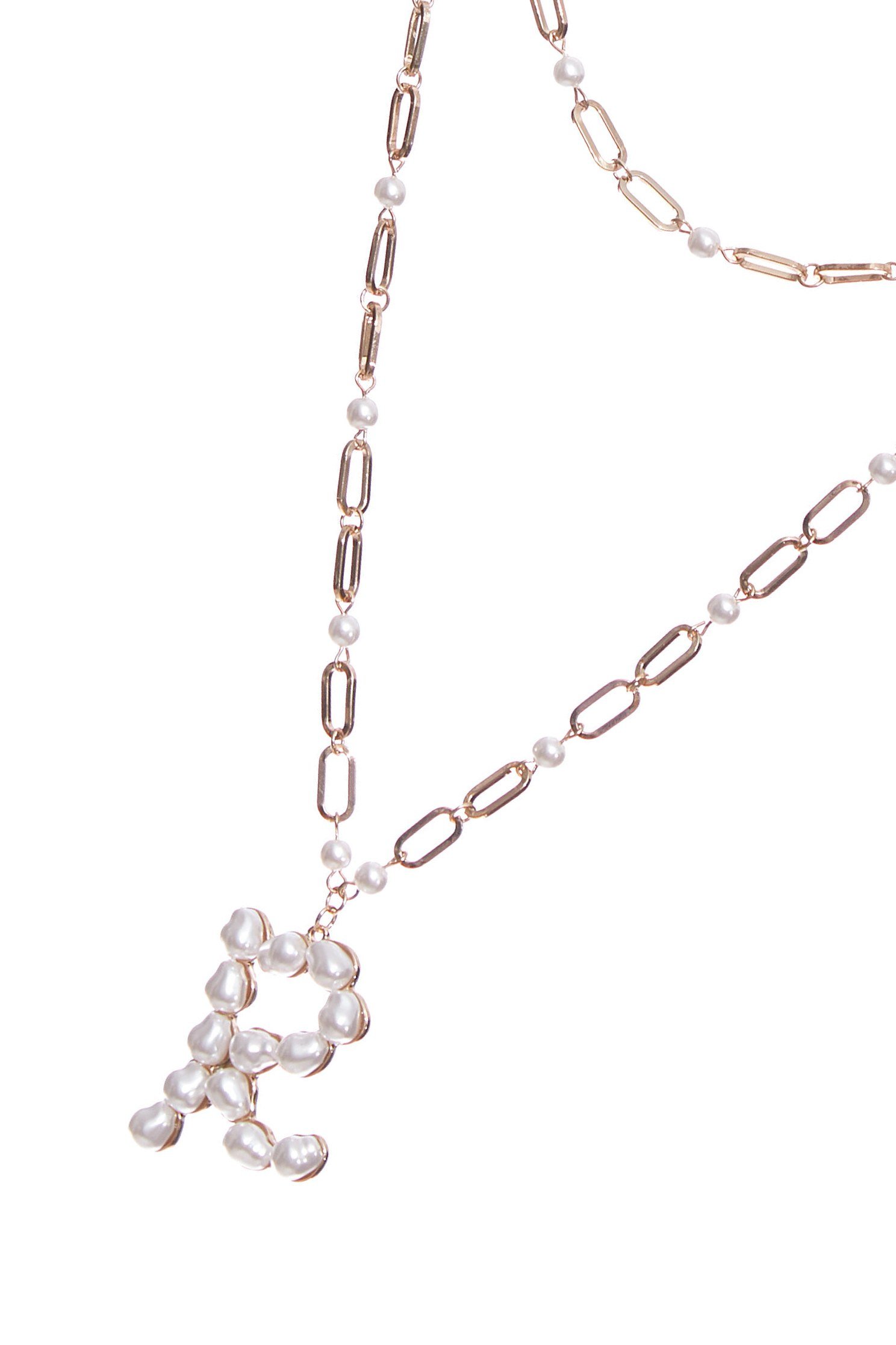 Two Layer Necklace With R PendantClassic double-layered  necklace with pearls,Season (SS) Look,pearl,Necklaces,Accessories