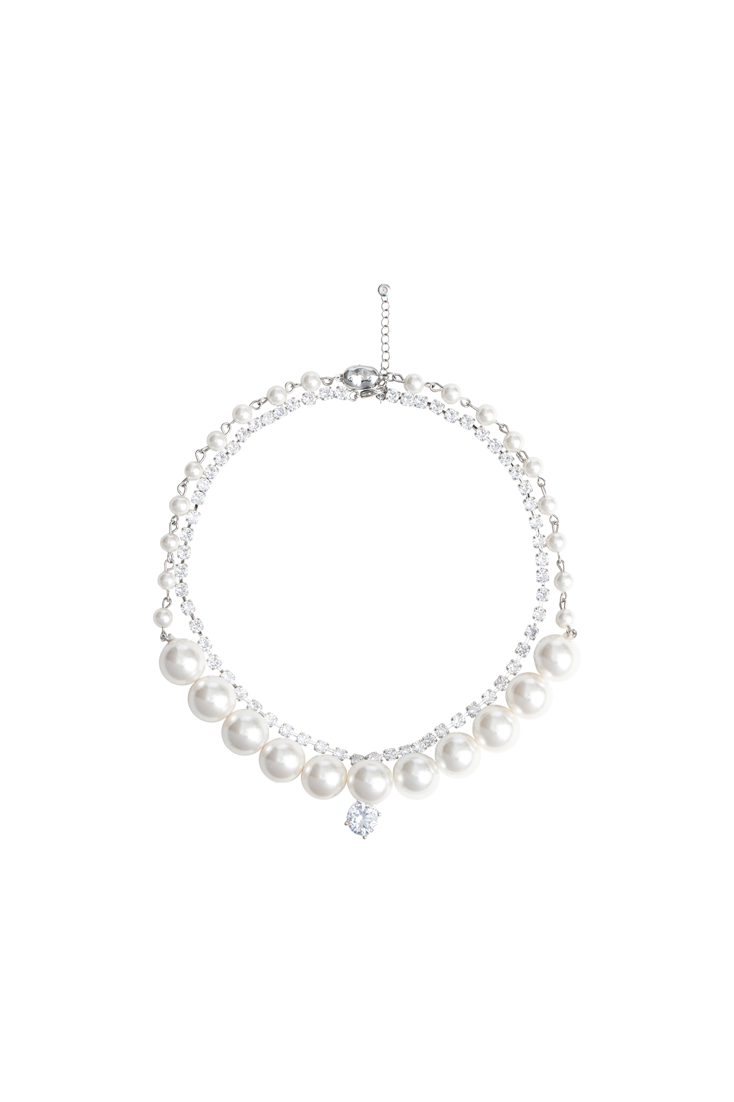 Double Layer Pearl With Diamonte NecklaceDouble Layer Pearl With Diamonte Necklace,pearl,Season (AW) Look,Necklaces