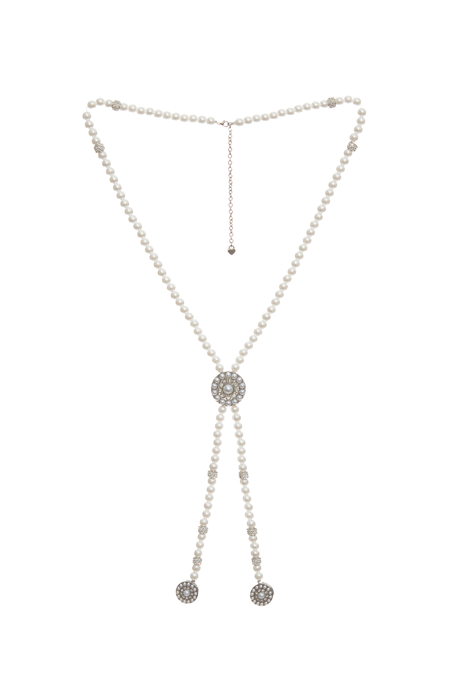 Long Pearl Necklace With Rhinestone DetailLong Pearl Necklace With Rhinestone Detail,pearl,Season (AW) Look