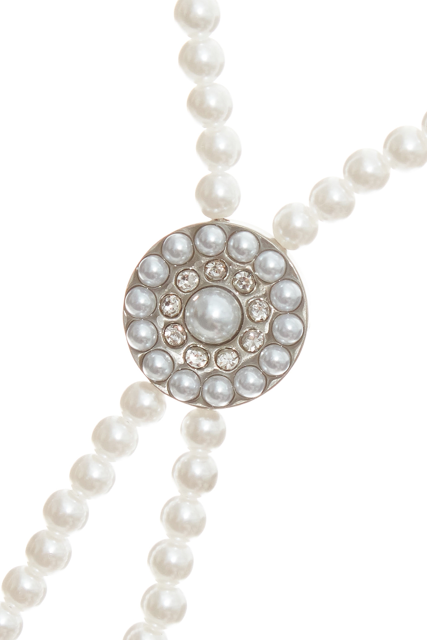 Long Pearl Necklace With Rhinestone DetailLong Pearl Necklace With Rhinestone Detail,pearl,Season (AW) Look