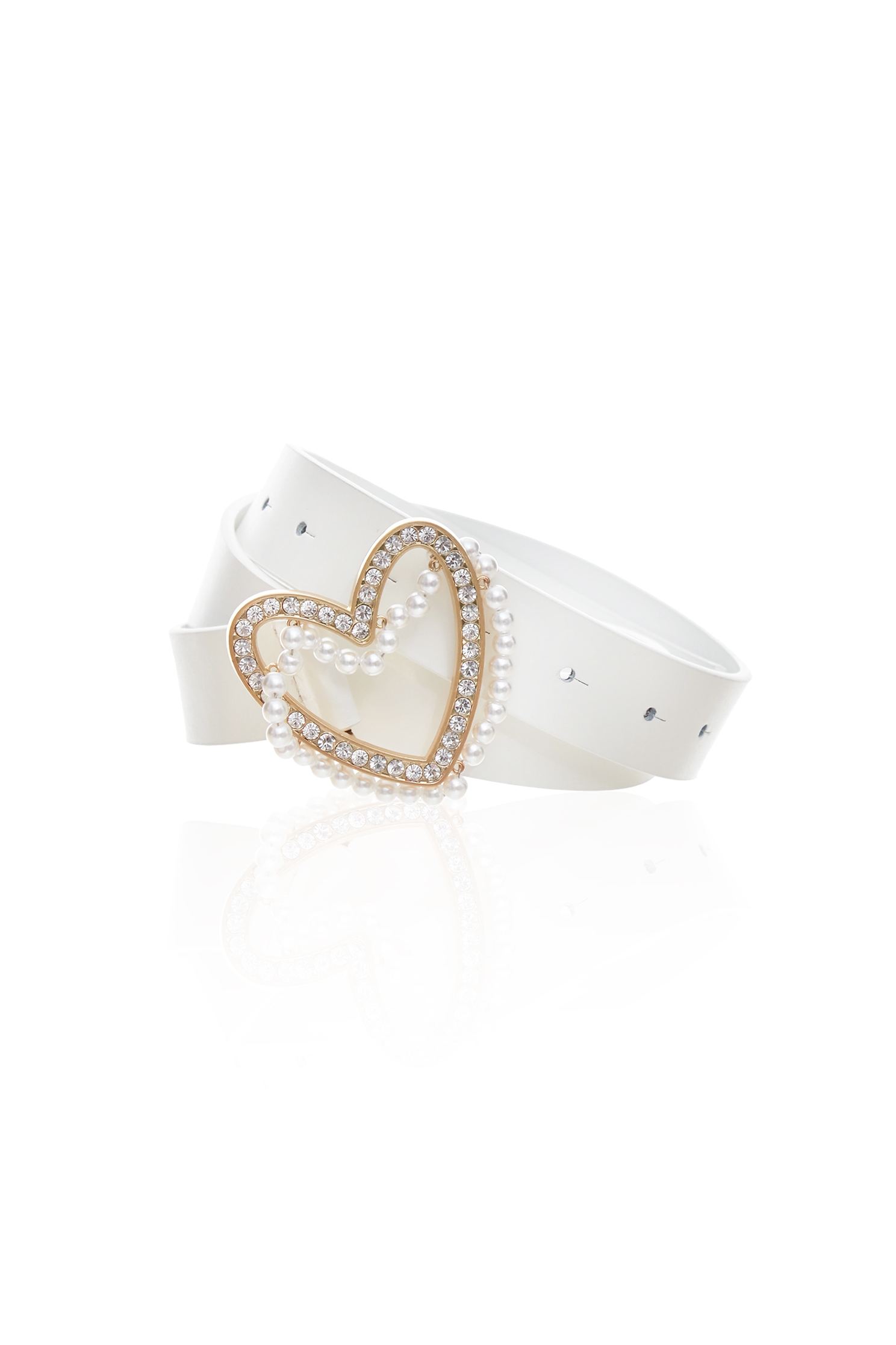 Classic Heart With Pearl Detail Buckle Leather BeltClassic Heart With Pearl Detail Buckle Leather Belt,pearl,Belts,Leather,Season (AW) Look