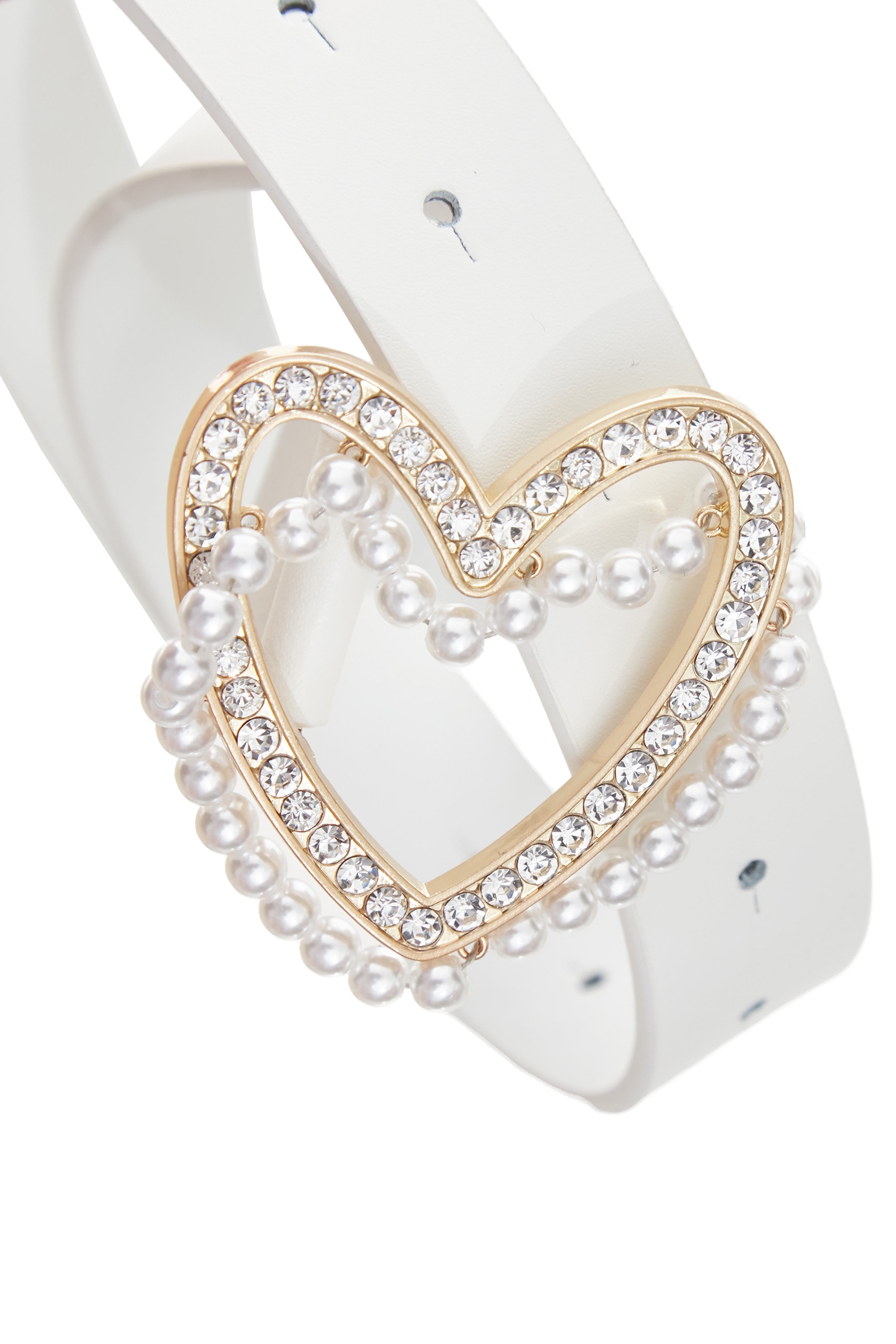 Classic Heart With Pearl Detail Buckle Leather BeltClassic Heart With Pearl Detail Buckle Leather Belt,pearl,Belts,Leather,Season (AW) Look