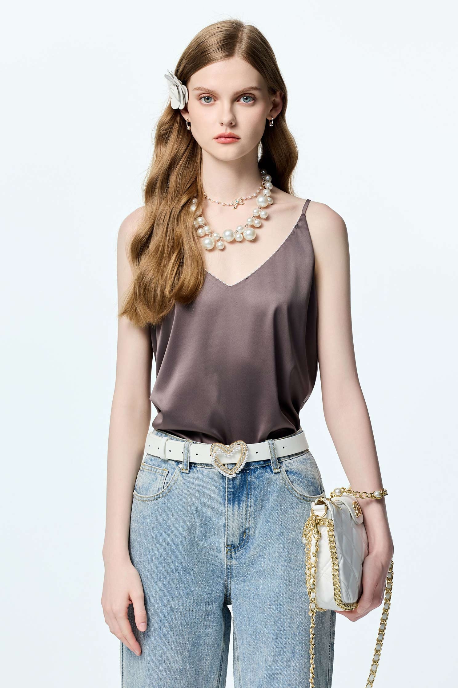 Classic Heart With Pearl Detail Buckle Leather BeltClassic Heart With Pearl Detail Buckle Leather Belt,pearl,Belts,Leather,Season (AW) Look