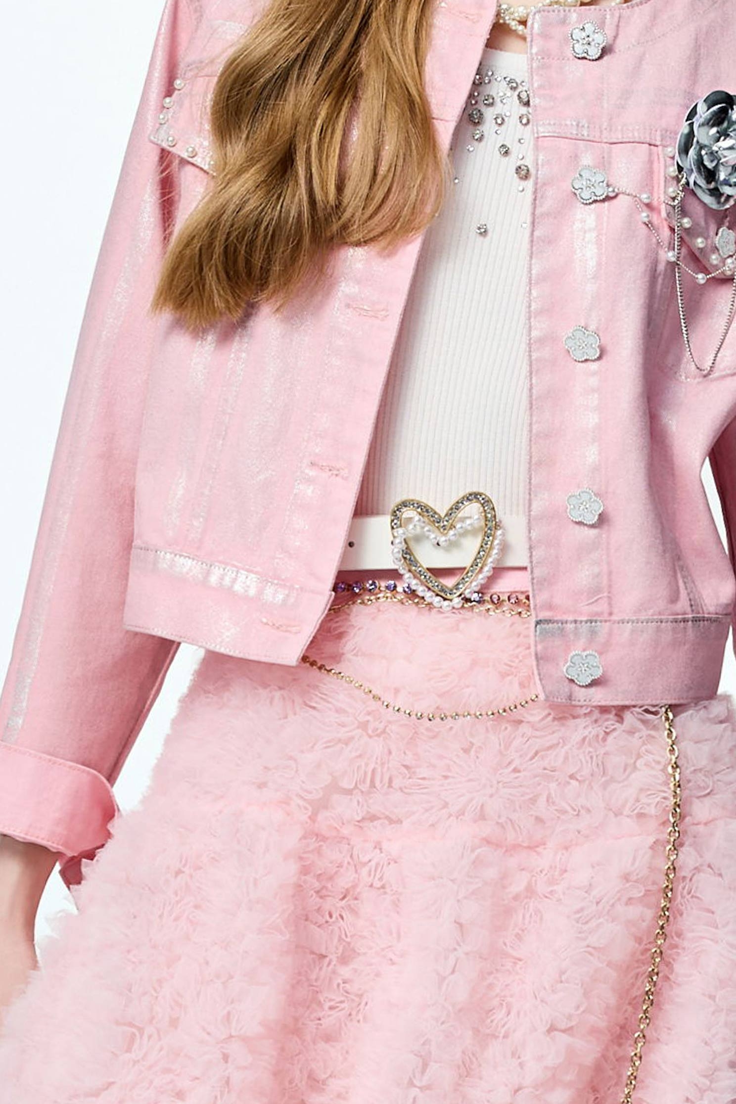 Classic Heart With Pearl Detail Buckle Leather BeltClassic Heart With Pearl Detail Buckle Leather Belt,pearl,Belts,Leather,Season (AW) Look