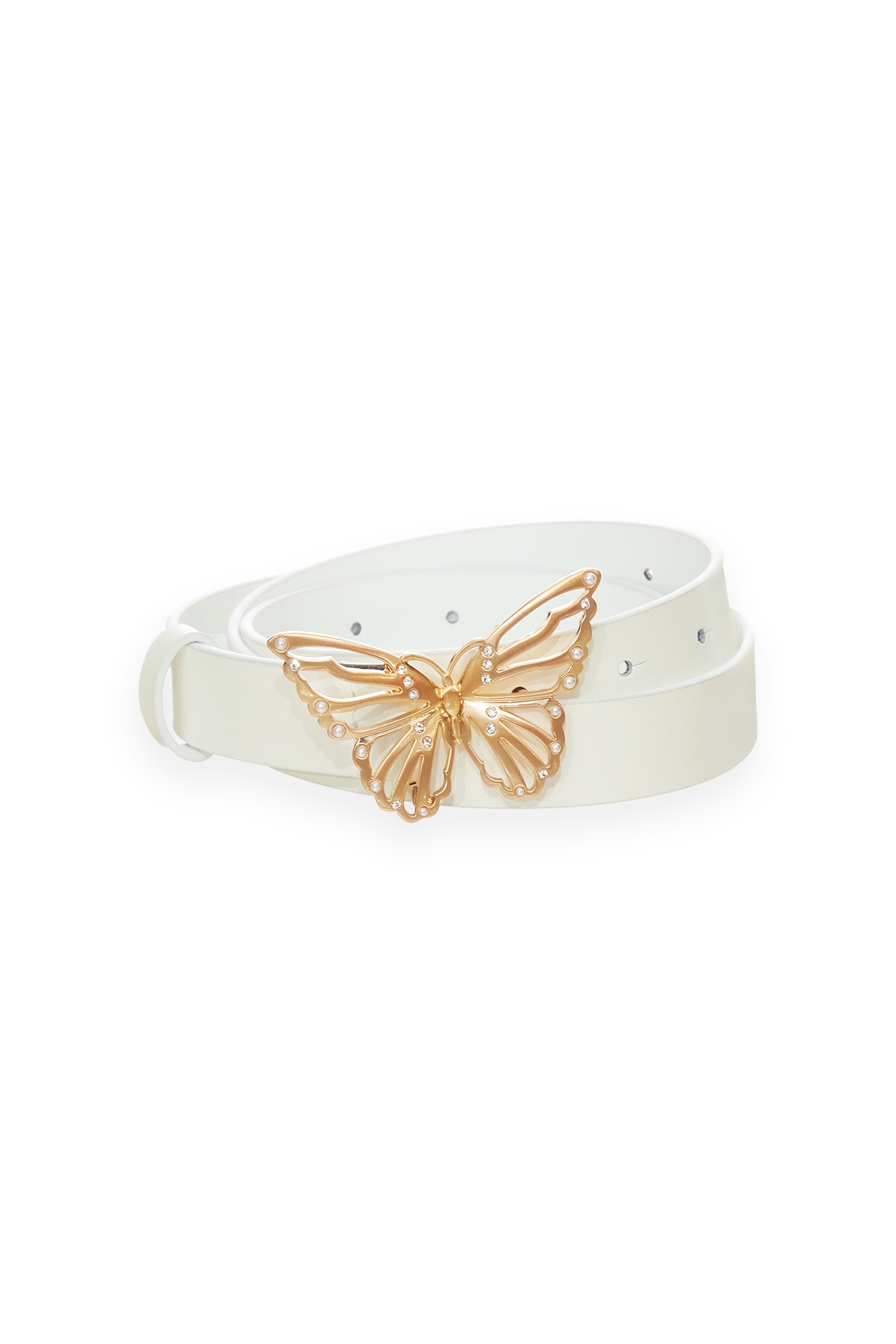 Classic Butterfly Buckle Leather BeltClassic Butterfly Buckle Leather Belt,pearl,Season (AW) Look,Belts