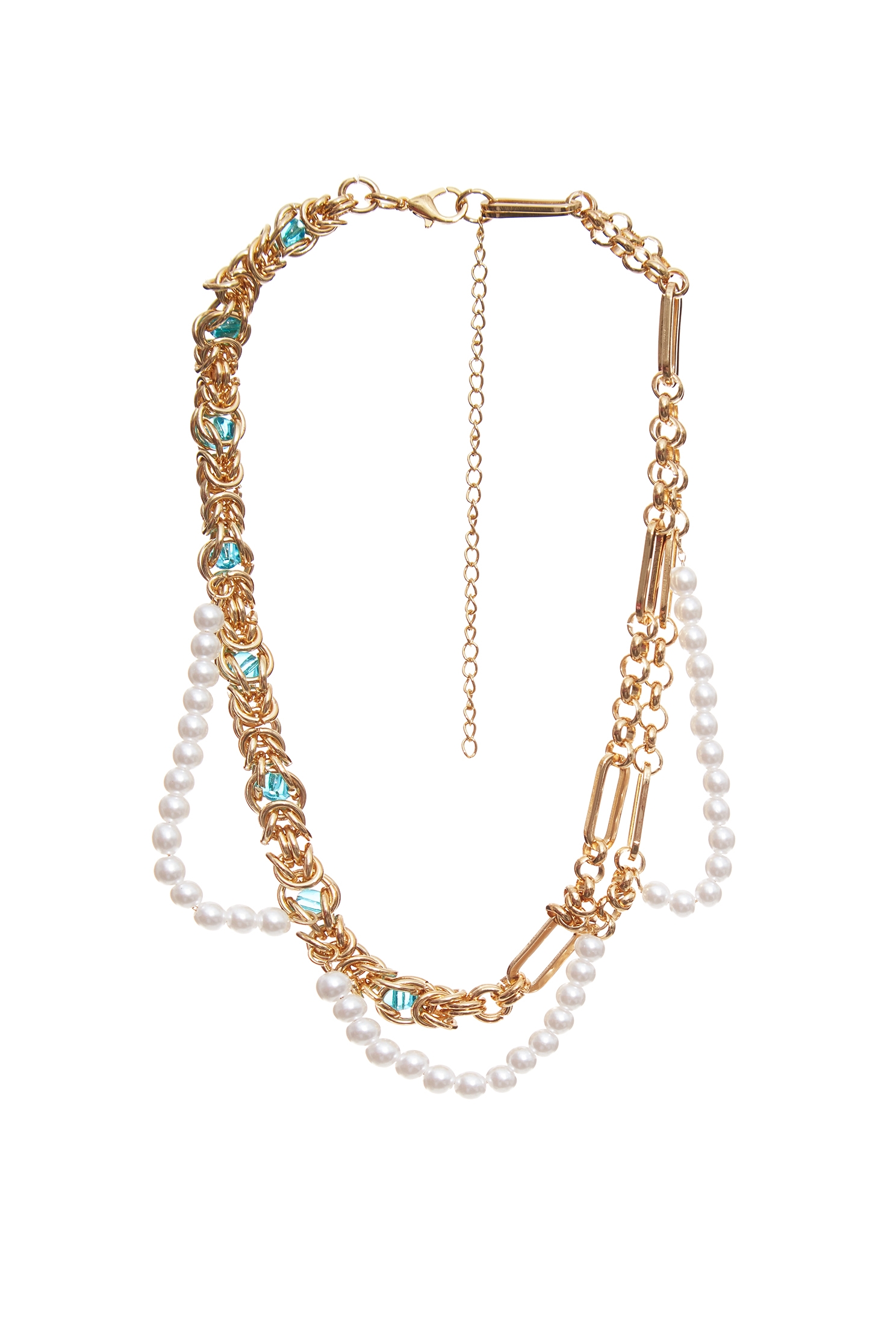 Asymmetric Chain Necklace With PearlAsymmetric Chain Necklace With Pearl,pearl,Season (AW) Look,Necklaces