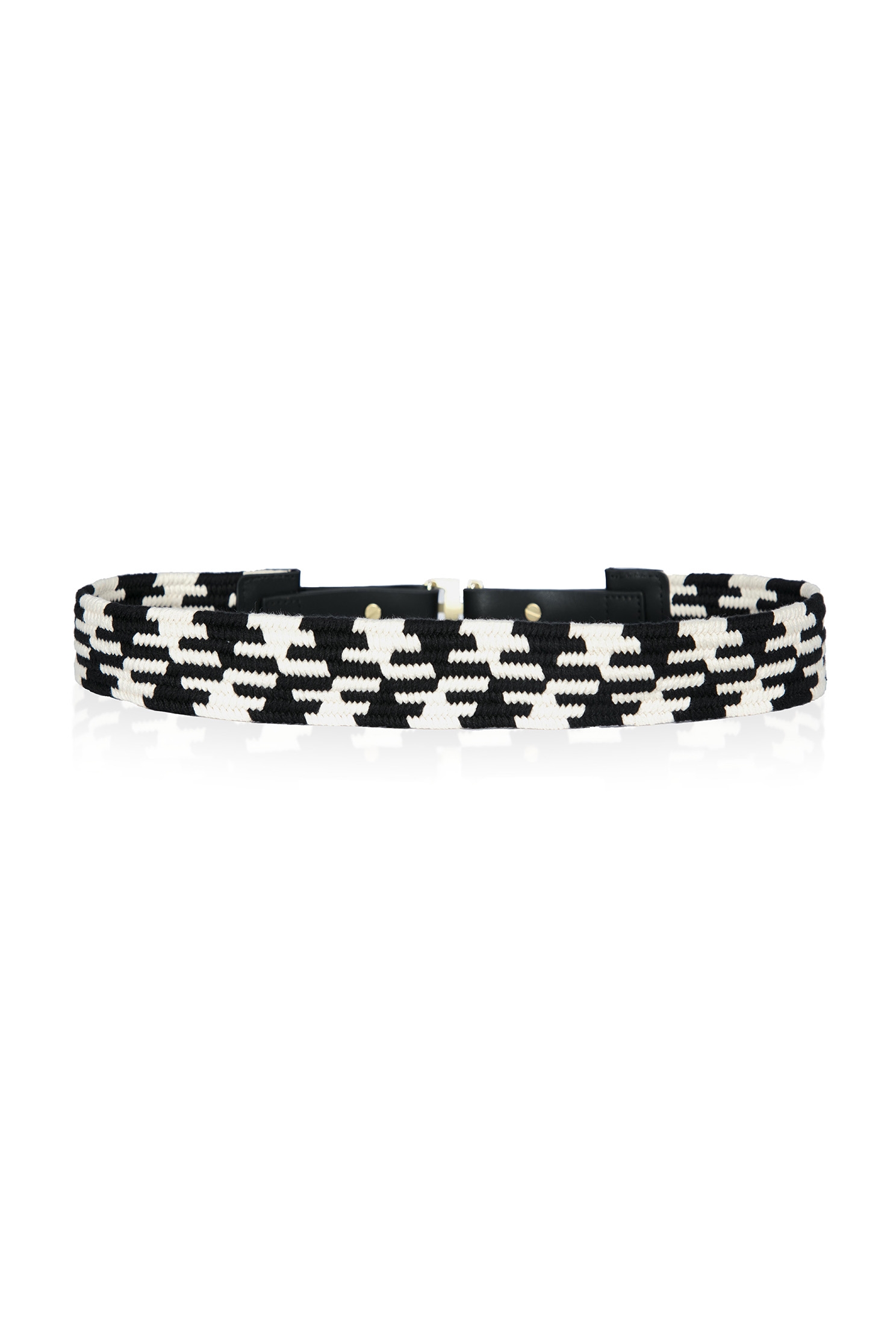 Black White Contrast Logo BeltBlack and white woven wide belt with rhinestones double R design,Season (SS) Look,Belts