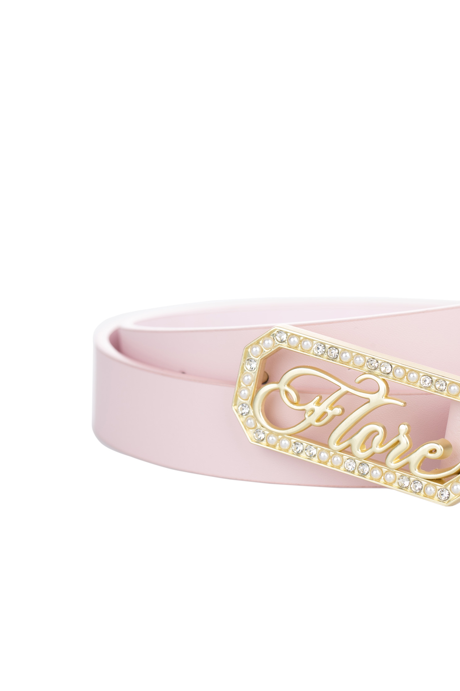 Slogan Buckle With Diamonte Detail Leather BeltSlogan Buckle With Diamonte Detail Leather Belt,Season (SS) Look,pearl,Belts