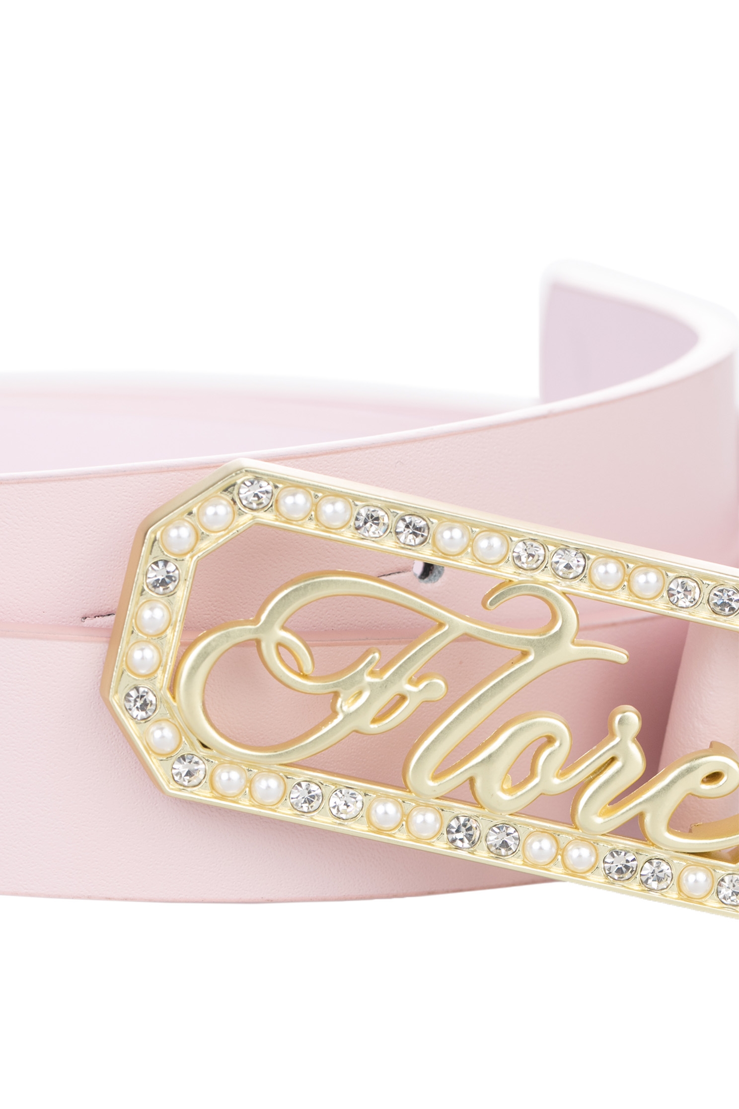 Slogan Buckle With Diamonte Detail Leather BeltSlogan Buckle With Diamonte Detail Leather Belt,Season (SS) Look,pearl,Belts