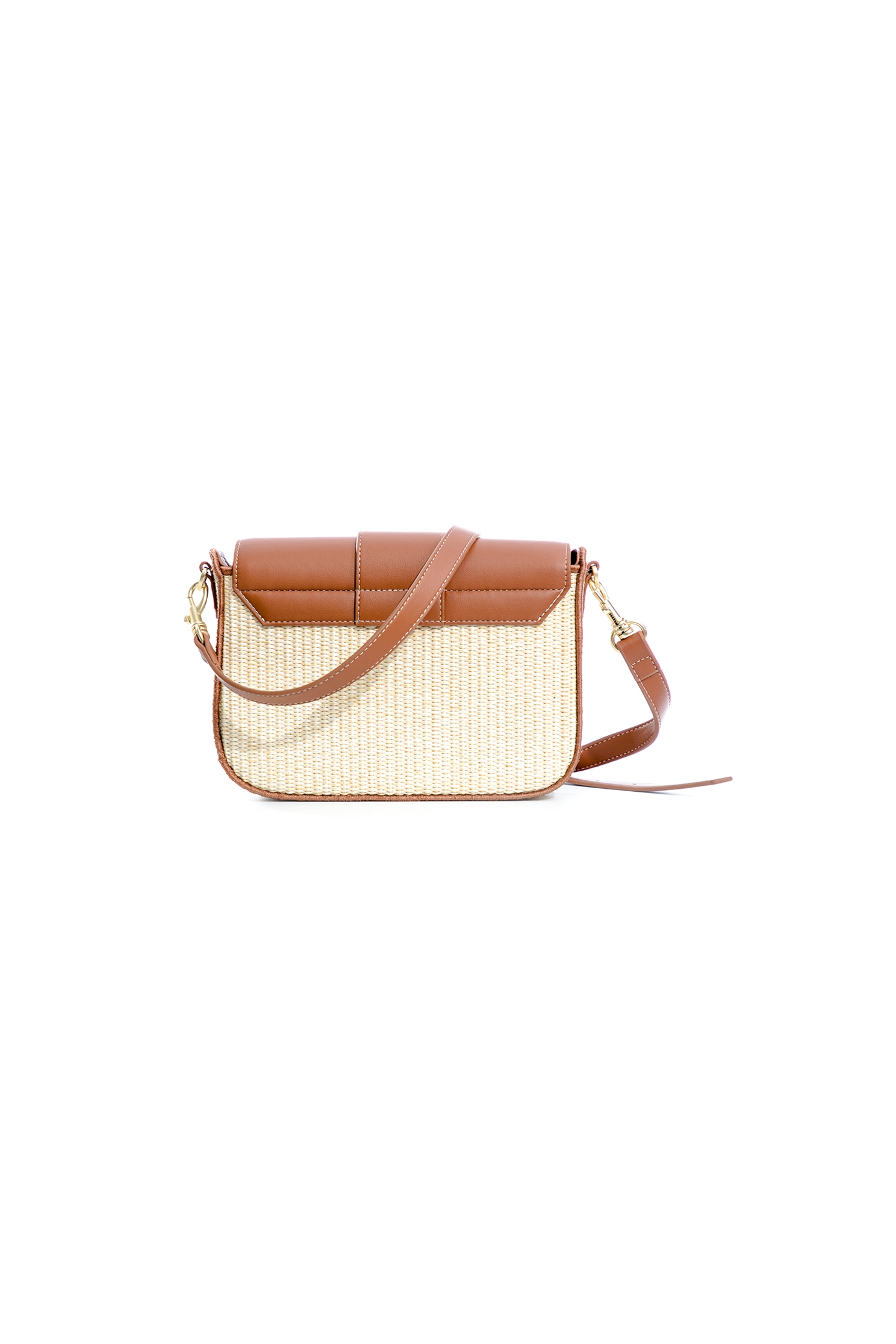 Woven Snap Closure Sling BagLeather woven bag,Crossbody bags,Embroidered,Season (SS) Look