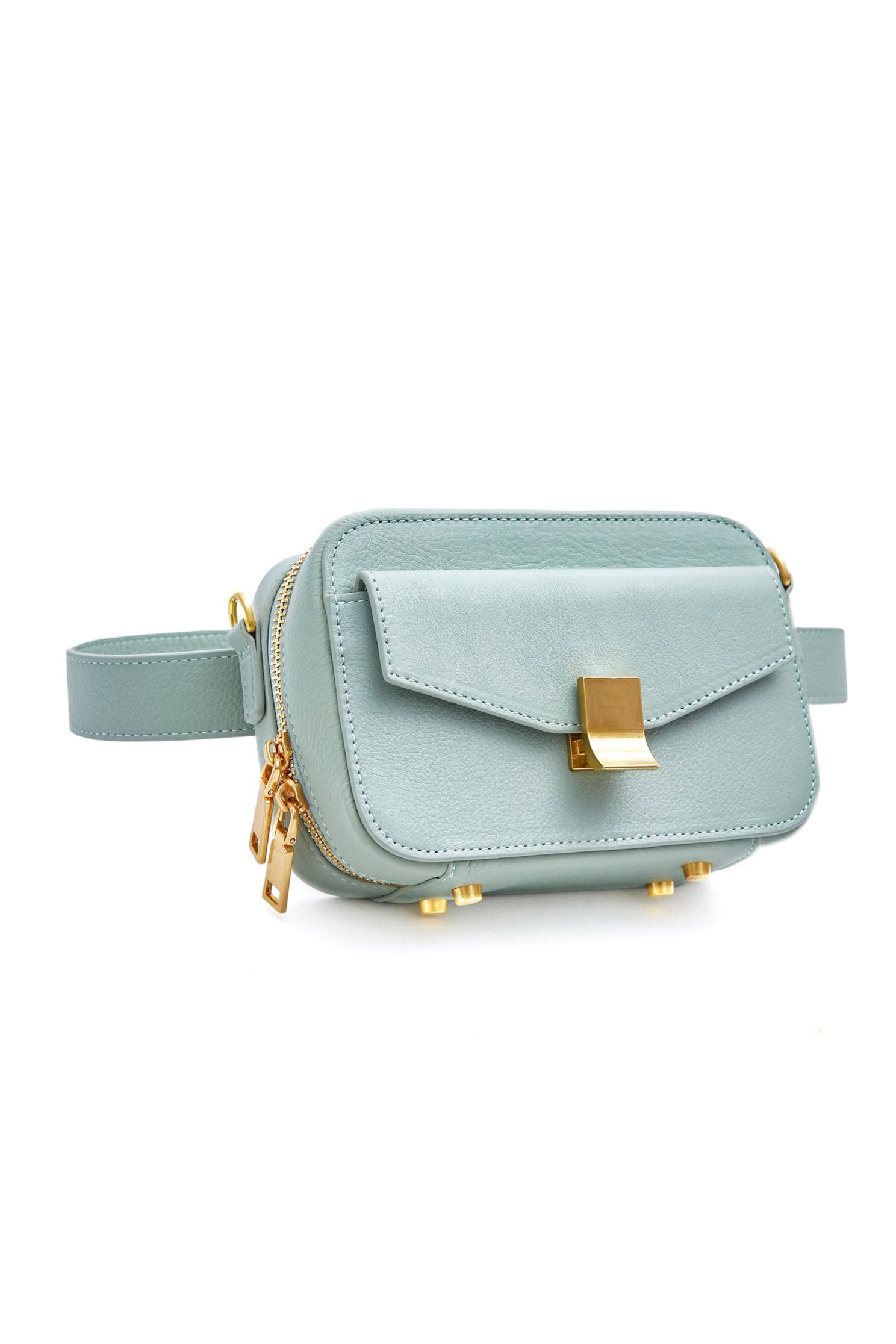 Square Buckle Leather Waist PouchSquare buckle leather bag with both hands,Crossbody bags,Season (SS) Look,Leather,Belts