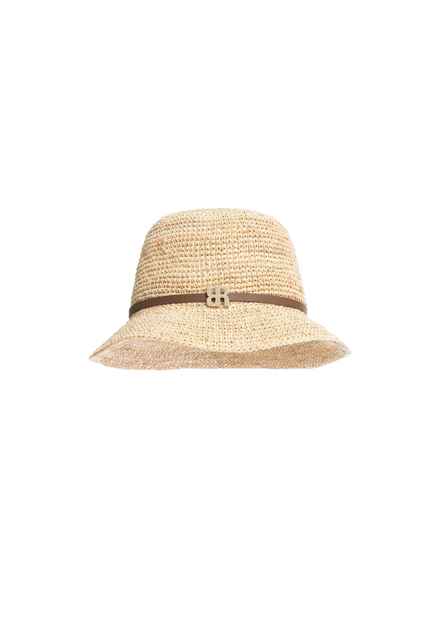 Woven Ratten Bucket HatRaffia cloche hat with double R hardware,Hats,Season (SS) Look,Belts