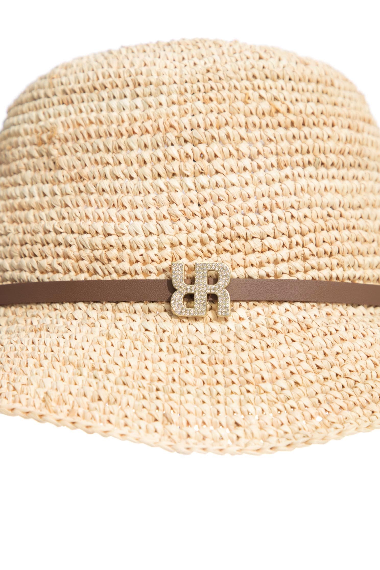 Woven Ratten Bucket HatRaffia cloche hat with double R hardware,Hats,Season (SS) Look,Belts